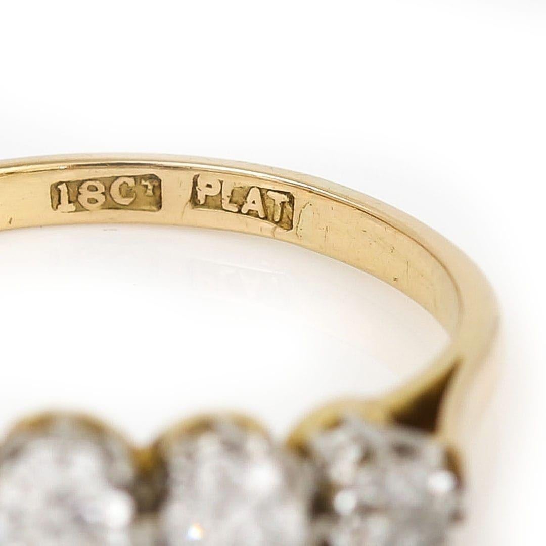 Mid-Century 18ct Gold and Platinum Four Stone Diamond Ring, Circa 1950 In Good Condition In Lancashire, Oldham