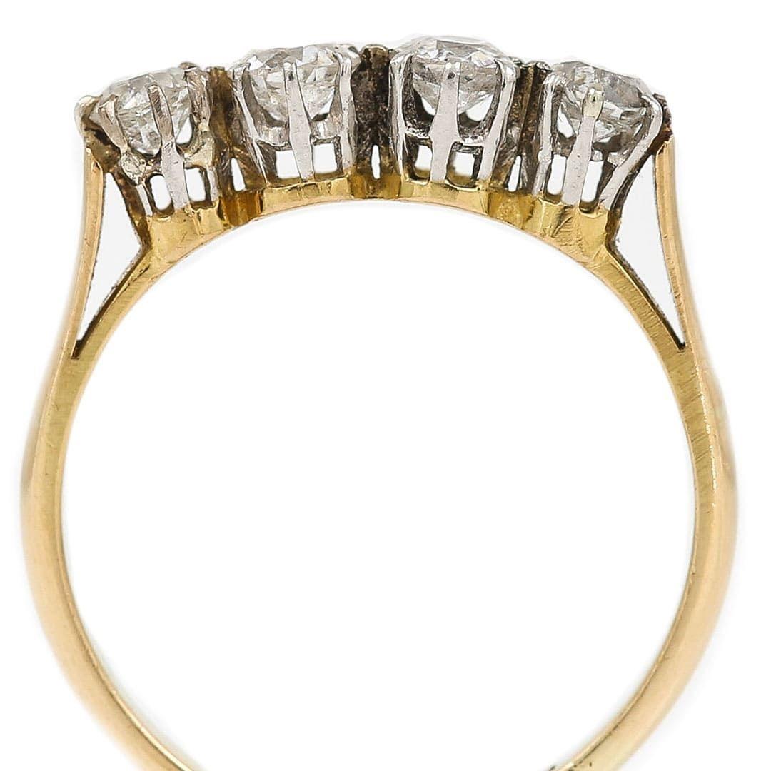 Women's Mid-Century 18ct Gold and Platinum Four Stone Diamond Ring, Circa 1950