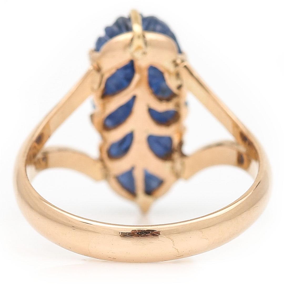 Mid Century 18ct Rose Gold Swedish Carved Sapphire Ring, Circa 1958 3