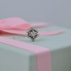 Mid-Century 18ct White Gold Diamond Cluster Ring, Circa 1950, 0.55ct