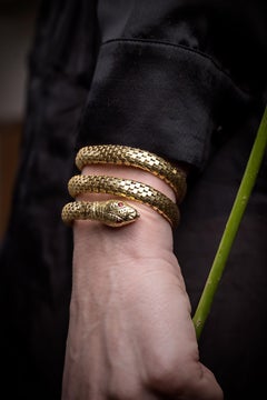 1950s yellow gold Italian Snake Bracelet