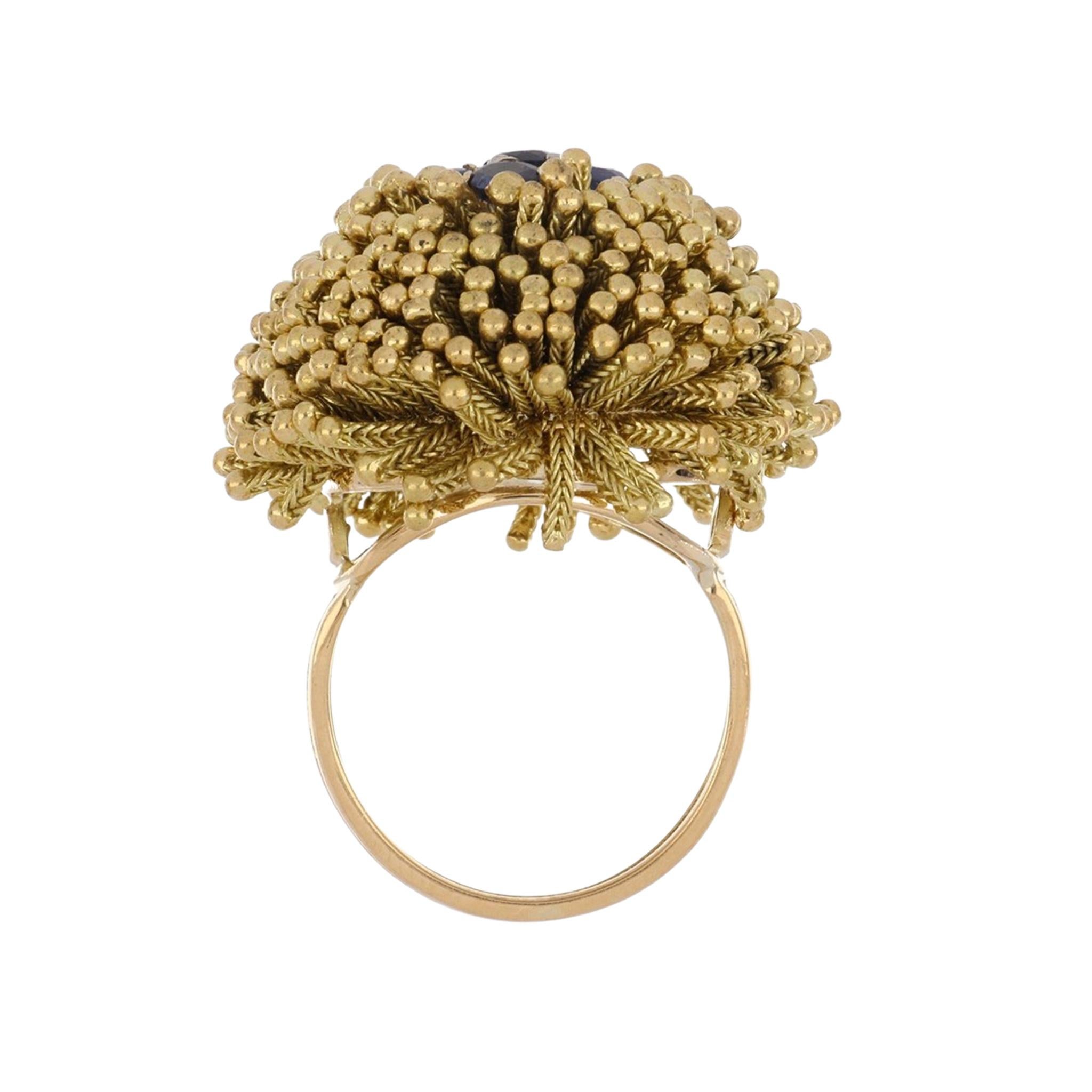Mid-Century 18K Gold Pom-Pom Ring In Good Condition In Houston, TX