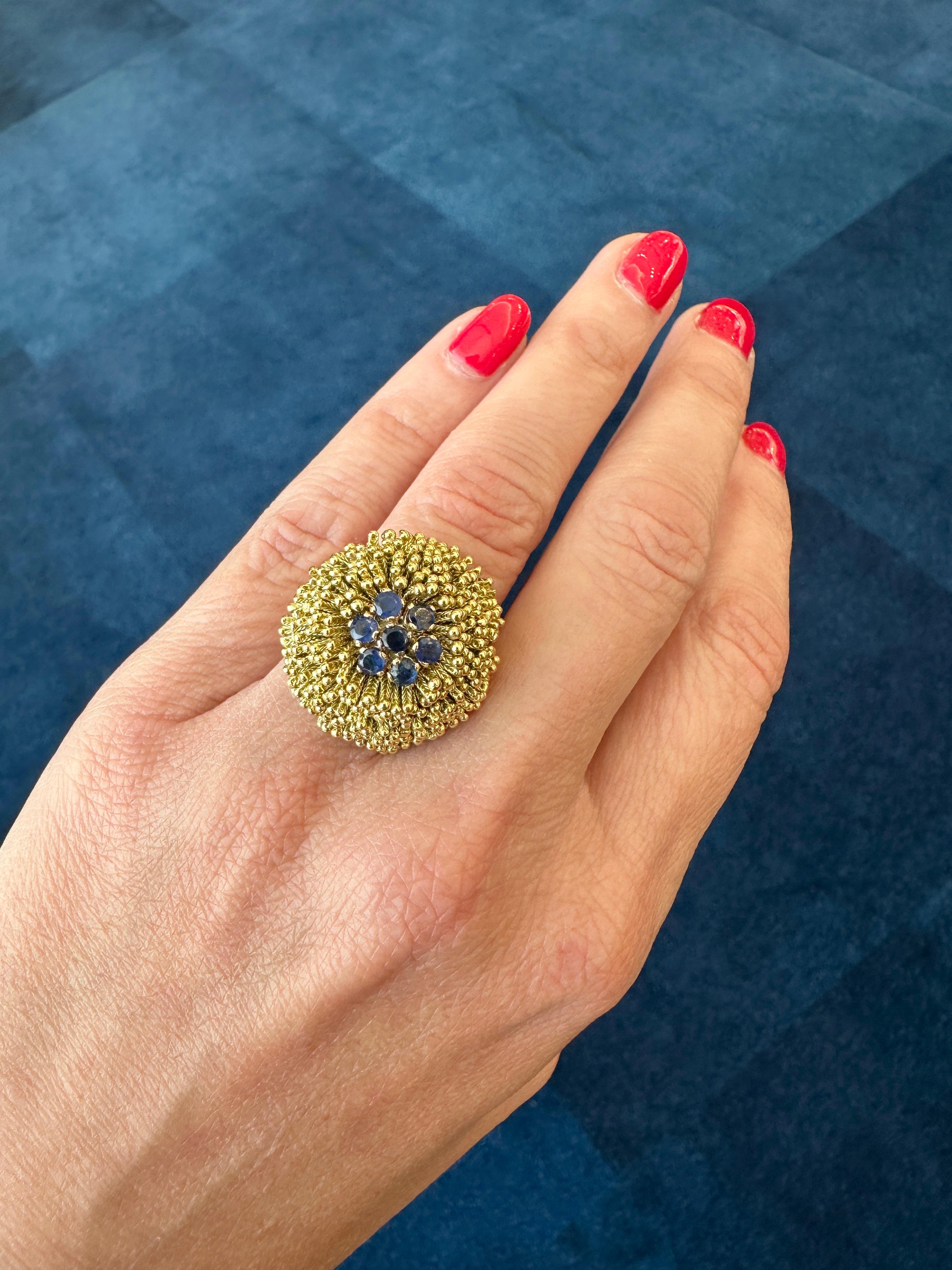 Men's Mid-Century 18K Gold Pom-Pom Ring