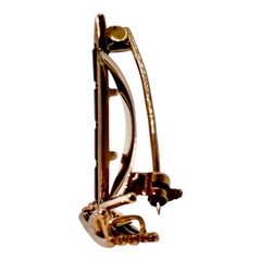 Mid-Century 18K Pink Gold Sailboat Pin with Synthetic Ruby Mast