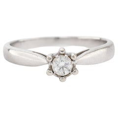 Anello di promessa con diamante in oro bianco 18k del Mid Century