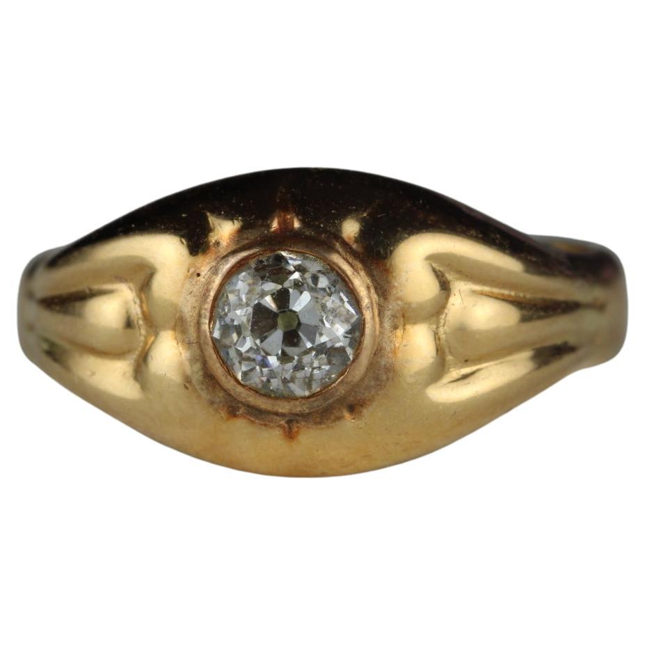 Anillo gitano antiguo de oro amarillo de 18 quilates y diamantes en venta