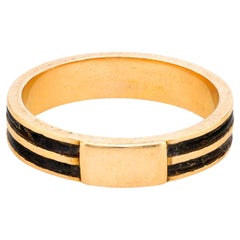 Mid Century 18k Gelbgold Emaille Streifen Band