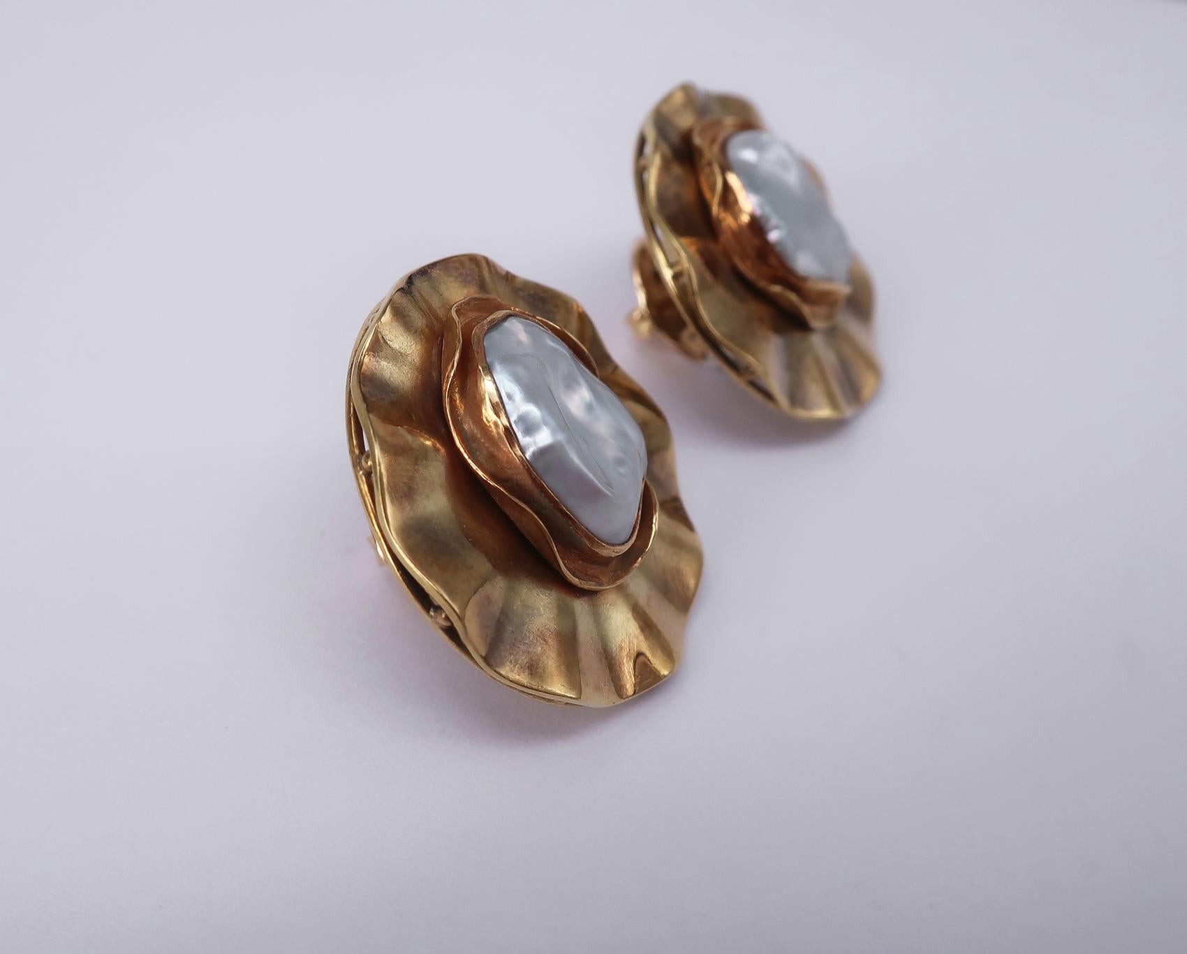 Or jaune 18 carats serti de diamants et de perles biwa, milieu du siècle dernier en vente 8