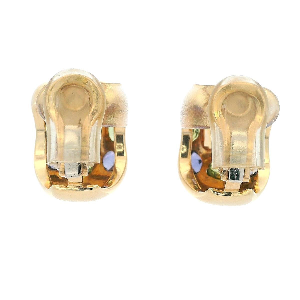 Orecchini a clip in oro 18kt di metà secolo con citrino, tanzanite e peridoti In condizioni ottime in vendita a Aventura, FL