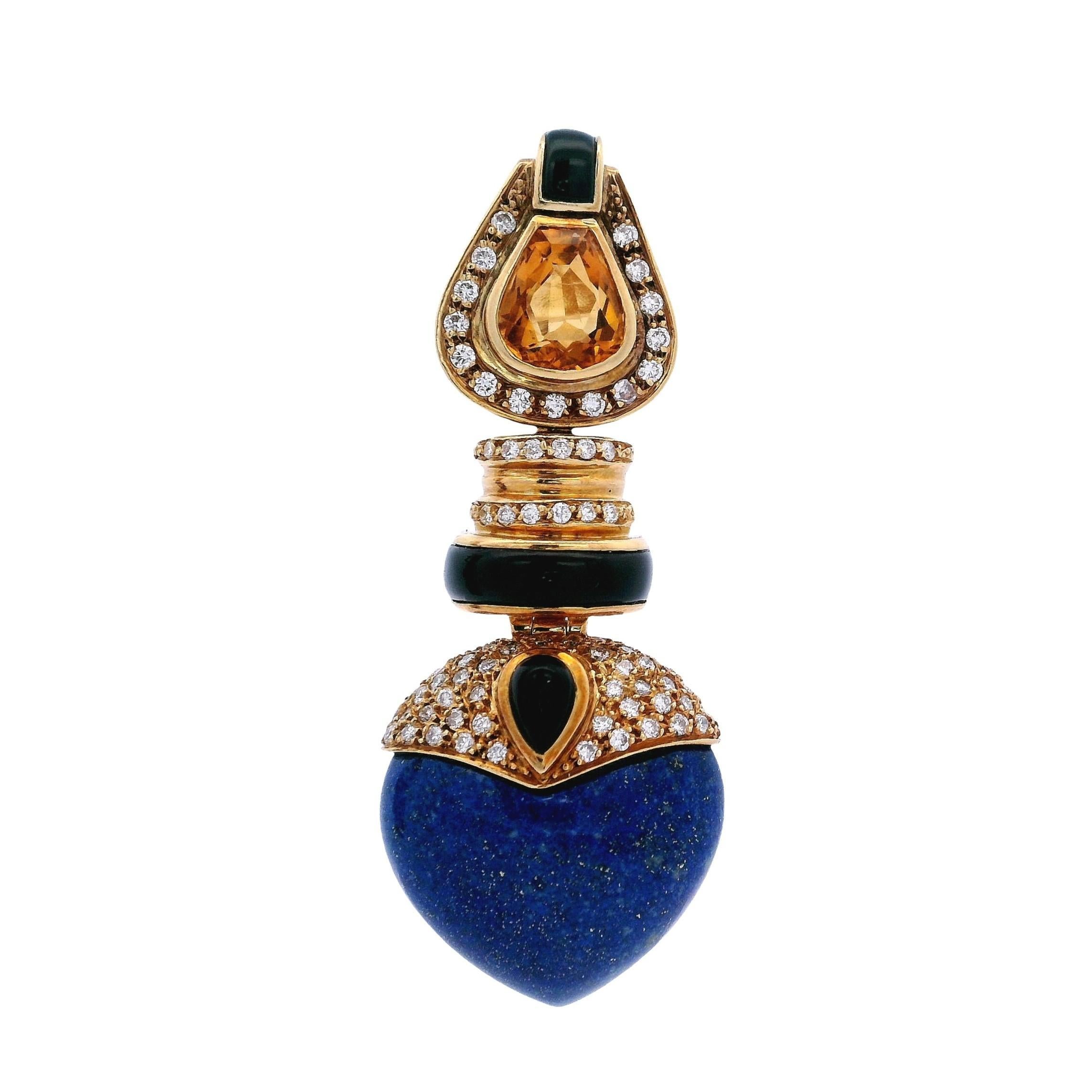 Orecchini Day & Night in oro 18kt di metà secolo con diamanti e pietre preziose in vendita 6