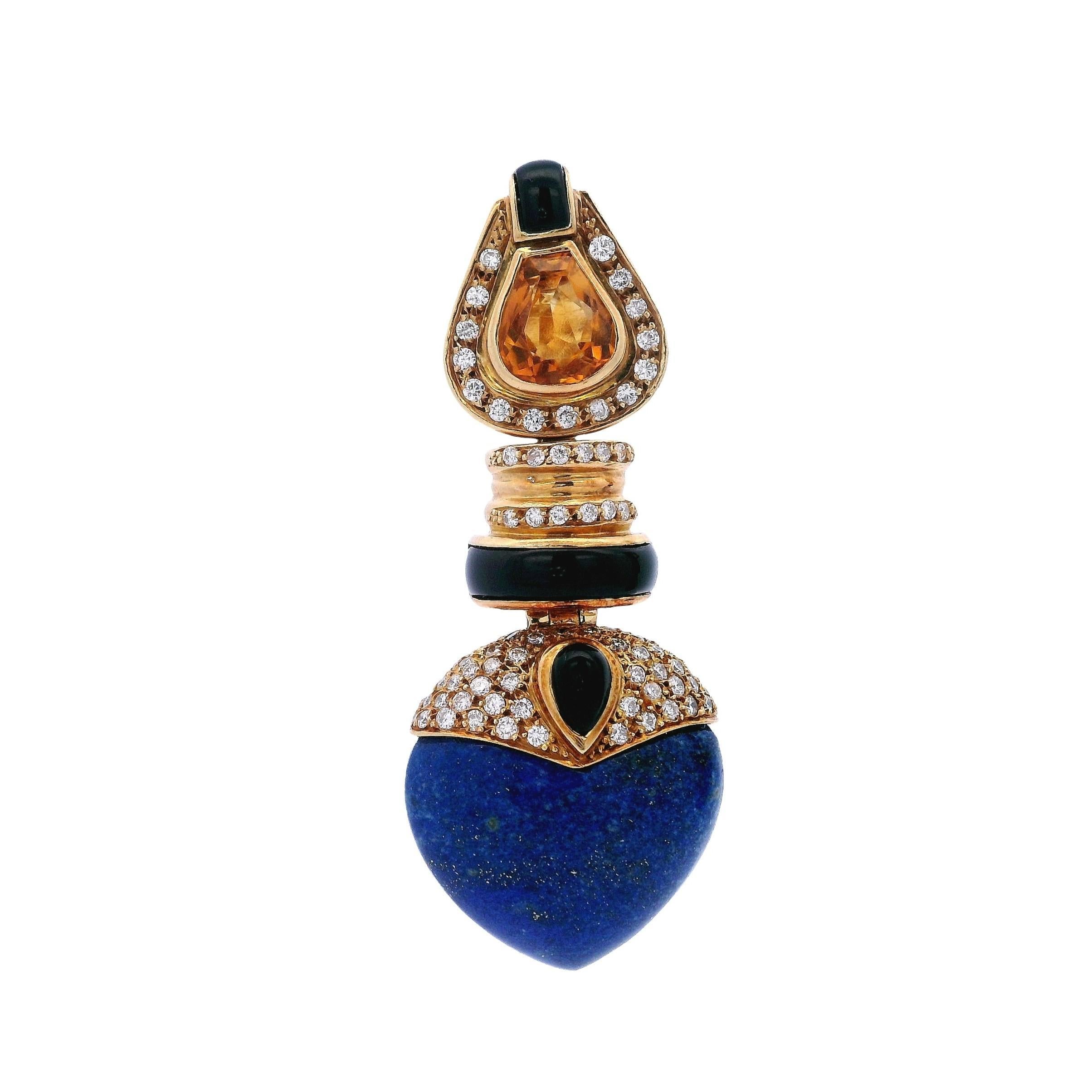 Orecchini Day & Night in oro 18kt di metà secolo con diamanti e pietre preziose in vendita 7