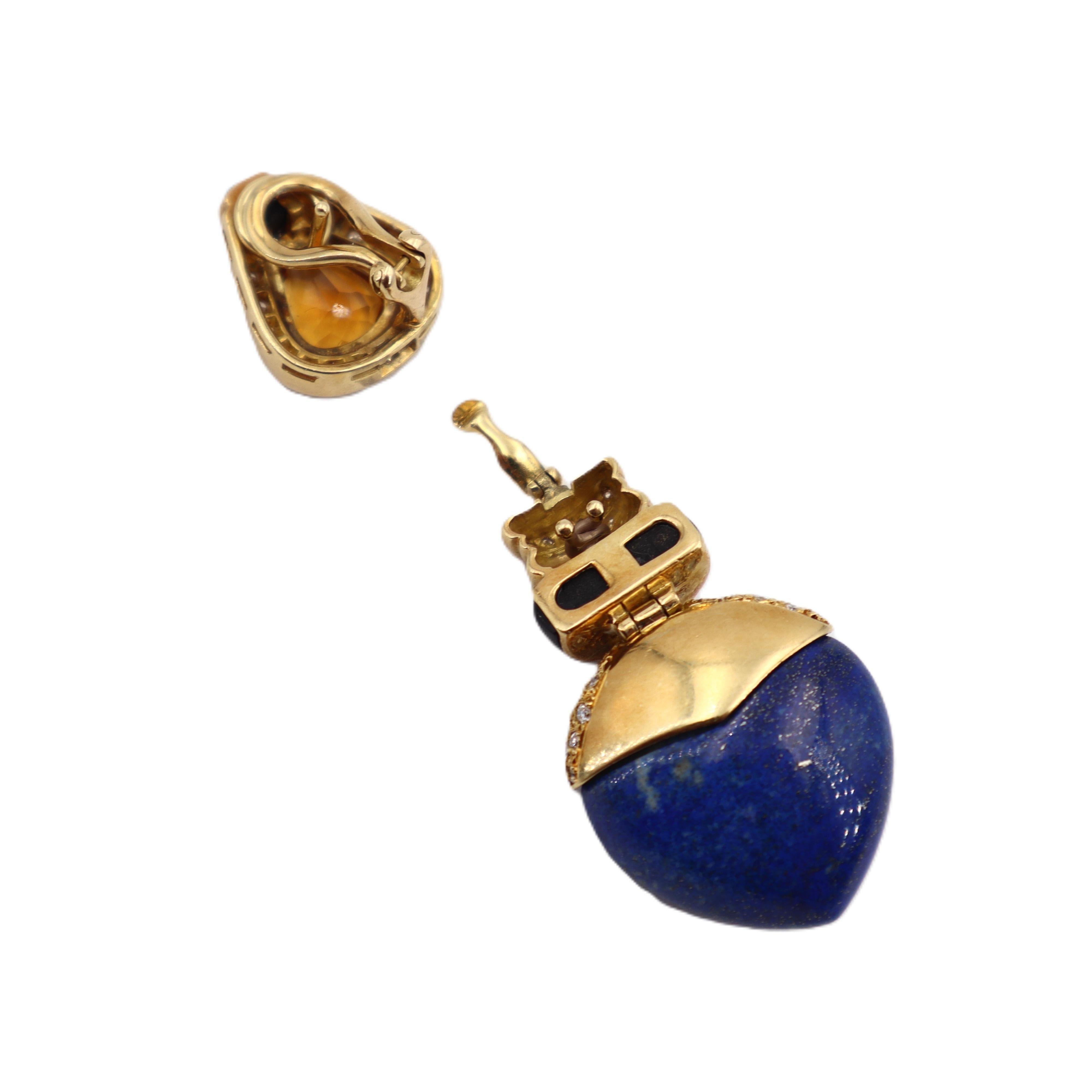 Orecchini Day & Night in oro 18kt di metà secolo con diamanti e pietre preziose in vendita 3