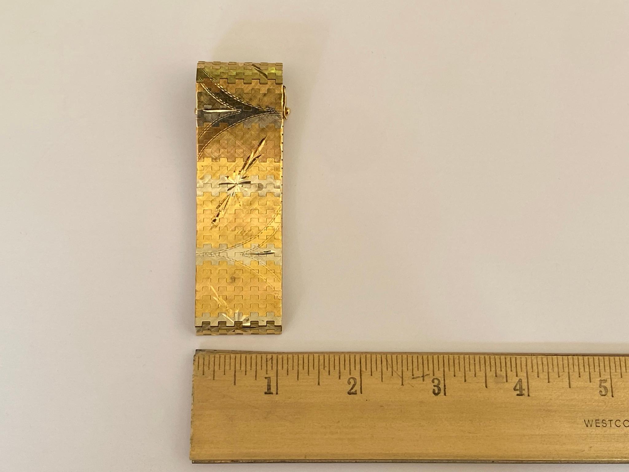 Women's Mid-Century 18kt Gold Two-Tone Wide Mesh Link Bracelet