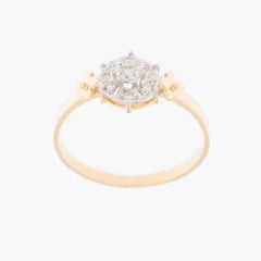 Mid-Century 18 karat Yellow and White Gold Ring with Diamonds