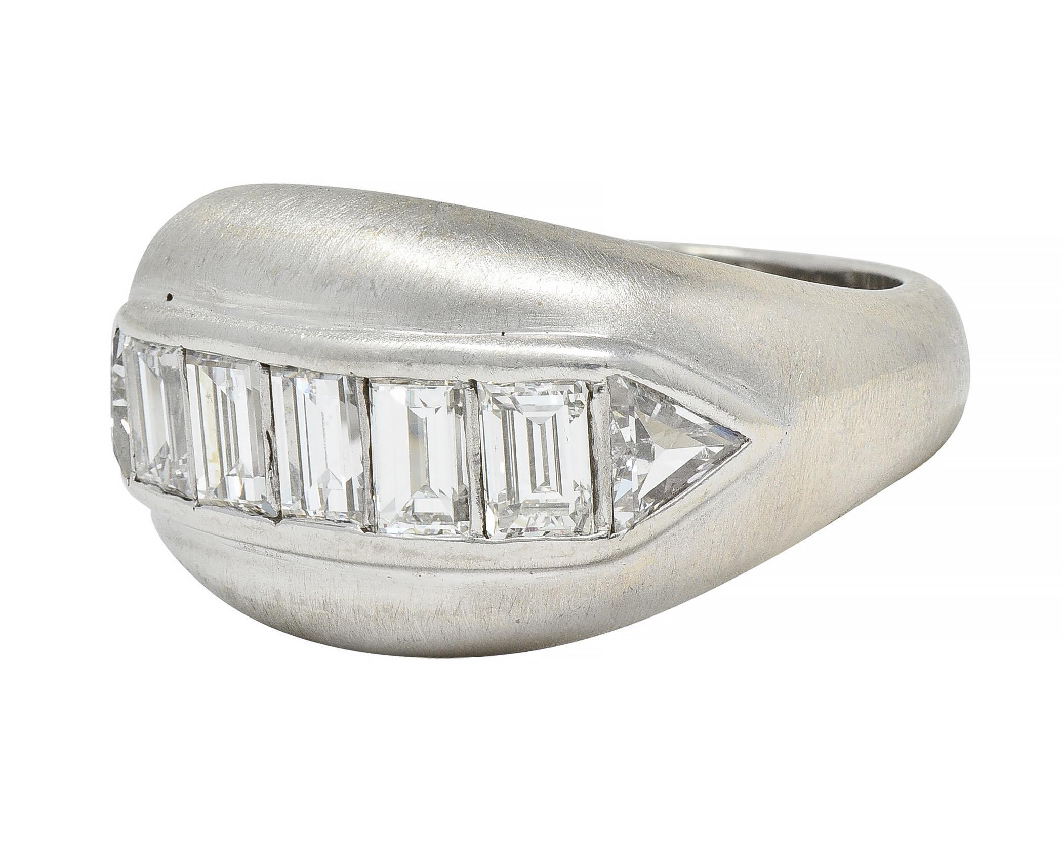 Mid-Century 1.90 CTW Diamond Platinum Vintage Channel Band Unisex Ring For Sale 1
