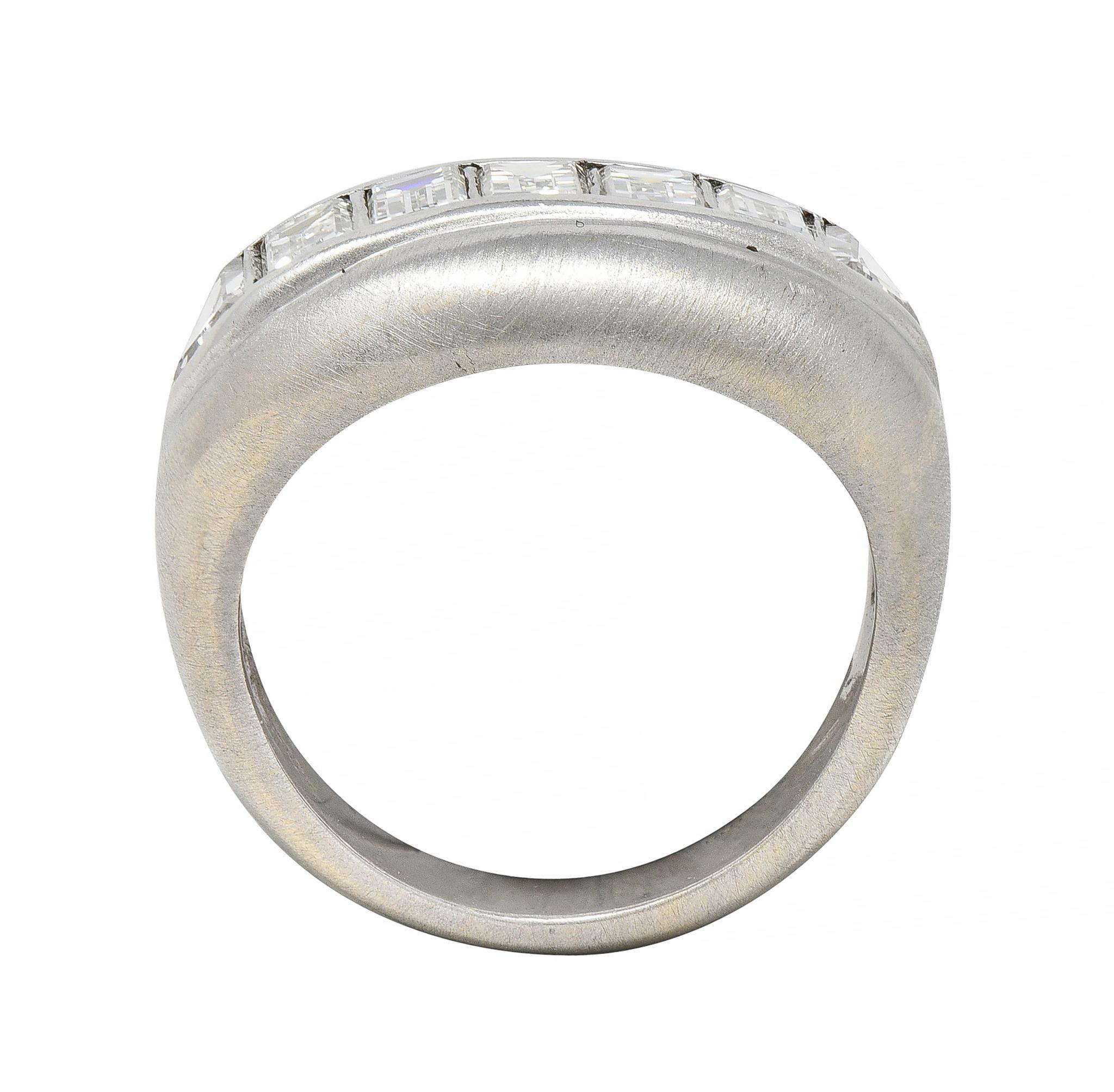 Mid-Century 1,90 CTW Diamant Platin Vintage Channel Band Unisex-Ring, Vintage im Angebot 4