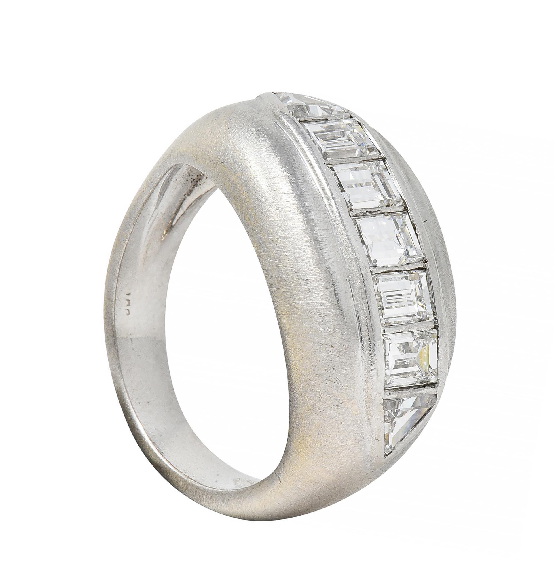 Mid-Century 1.90 CTW Diamond Platinum Vintage Channel Band Unisex Ring For Sale 5