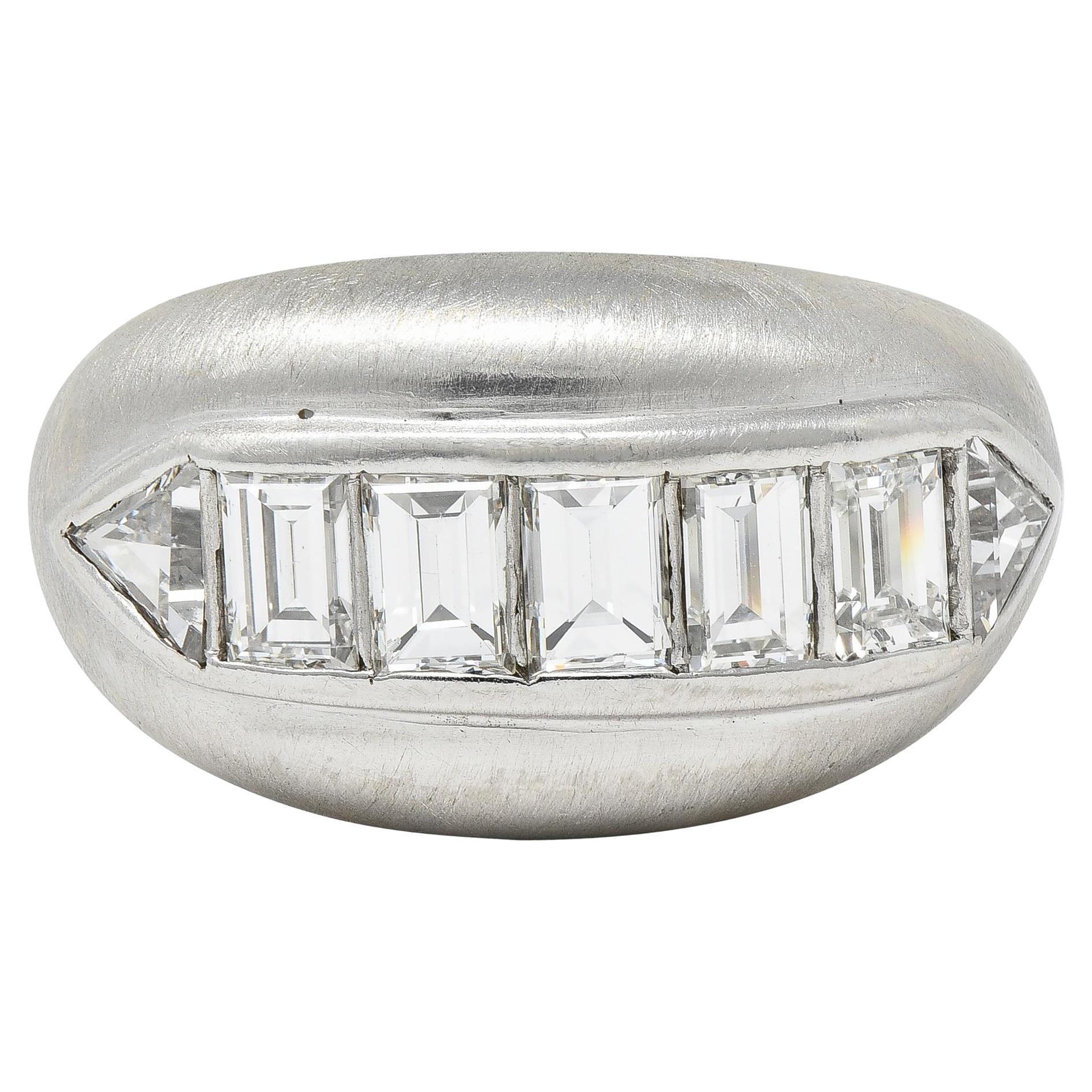 Mid-Century 1,90 CTW Diamant Platin Vintage Channel Band Unisex-Ring, Vintage