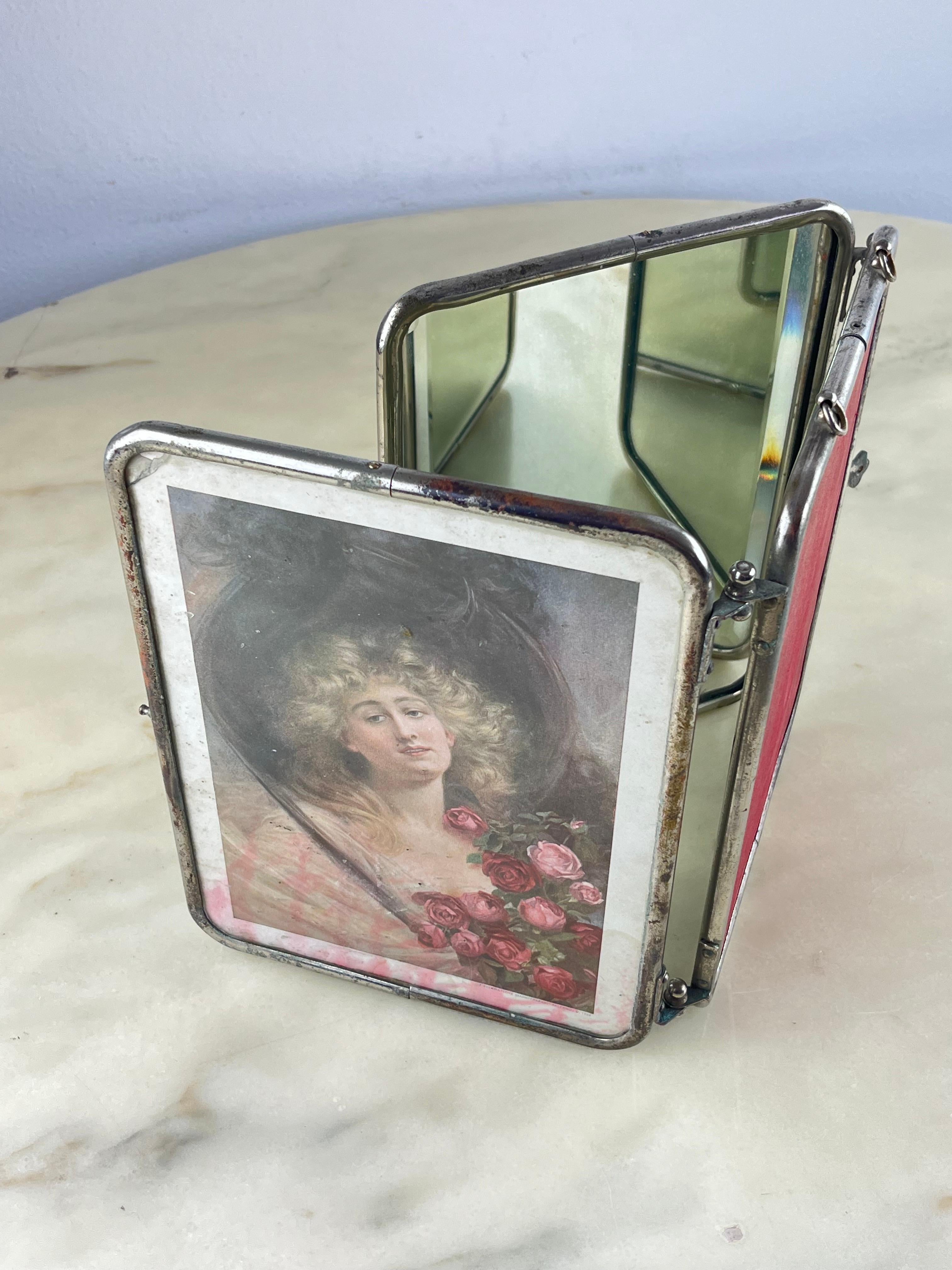 Italian Mid-Century 1940s Barbershop Folding Mirror For Sale
