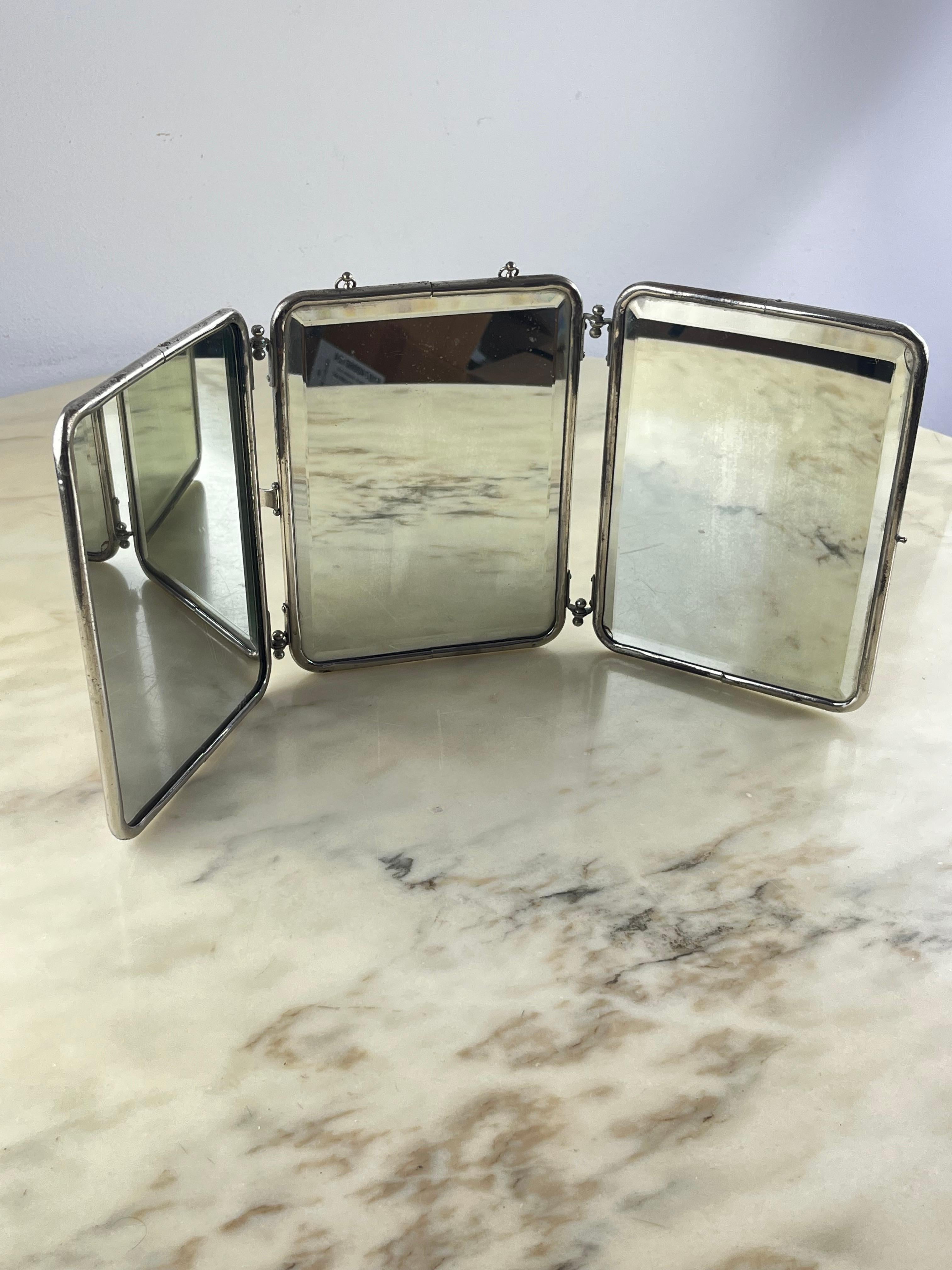Metal Mid-Century 1940s Barbershop Folding Mirror For Sale