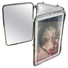 Mid-Century 1940s Barbershop Folding Mirror