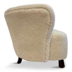 Midcentury 1940s Curved Danish Sofa in Lambs Wool