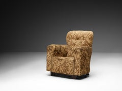 Mid-Century 1940s Lounge Chair in Floral Upholstery