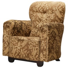 Mid-Century 1940s Lounge Chair in Floral Upholstery