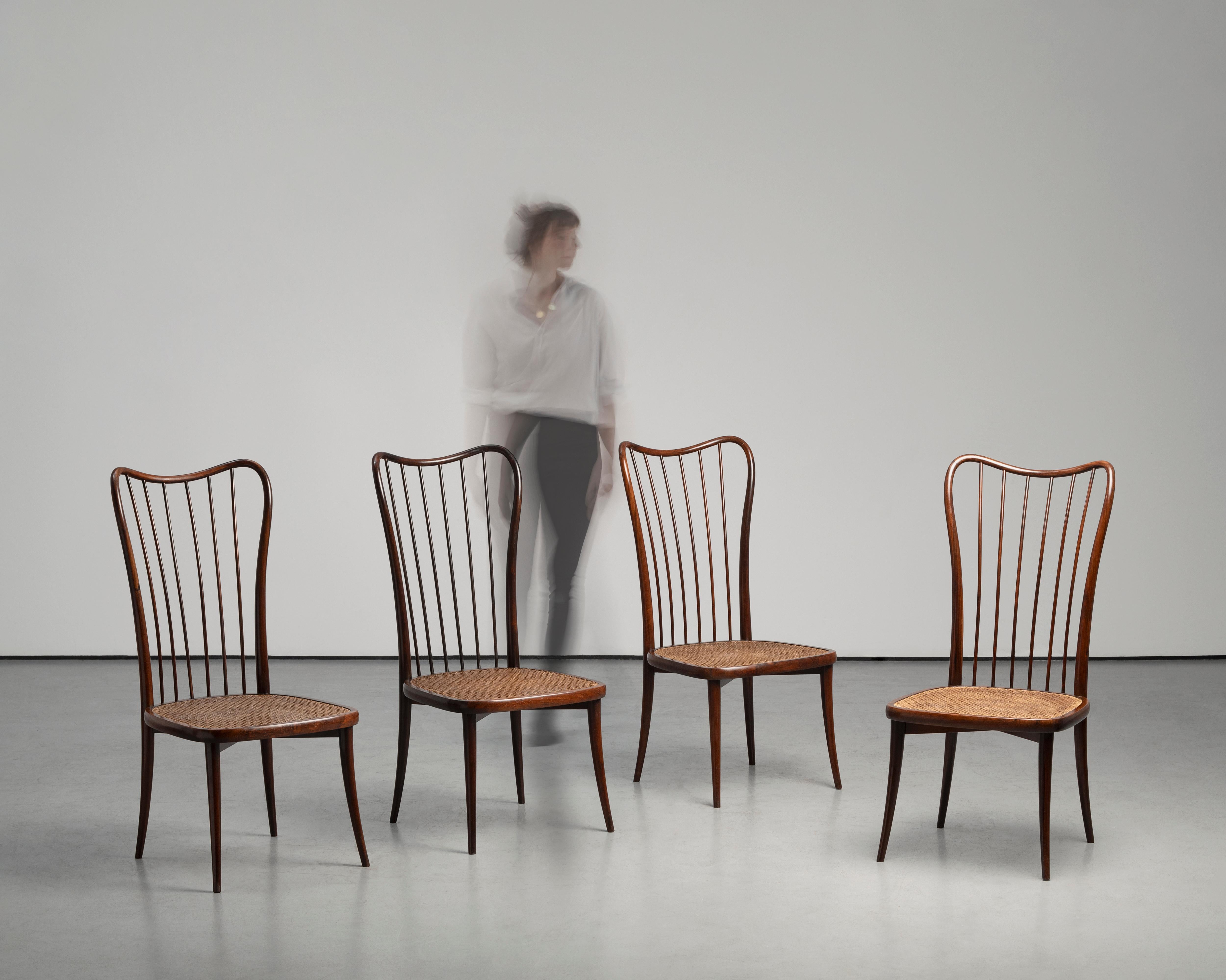 Mid-Century 1948 Vintage Joaquim Tenreiro Set of 4 Chairs For Sale 1