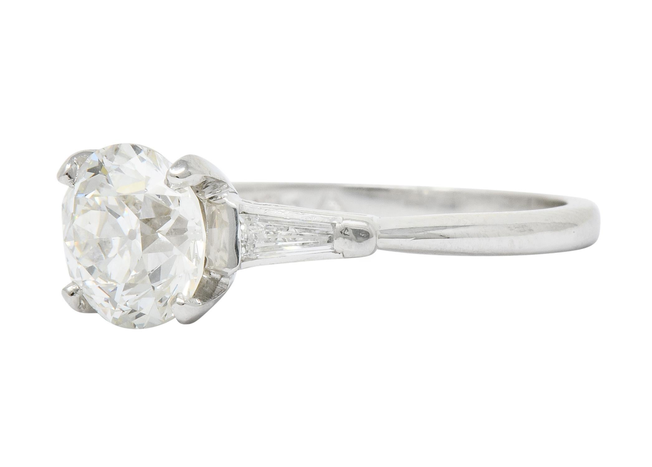 Women's or Men's Midcentury 1.95 Carat Diamond Platinum Engagement Ring GIA, circa 1950