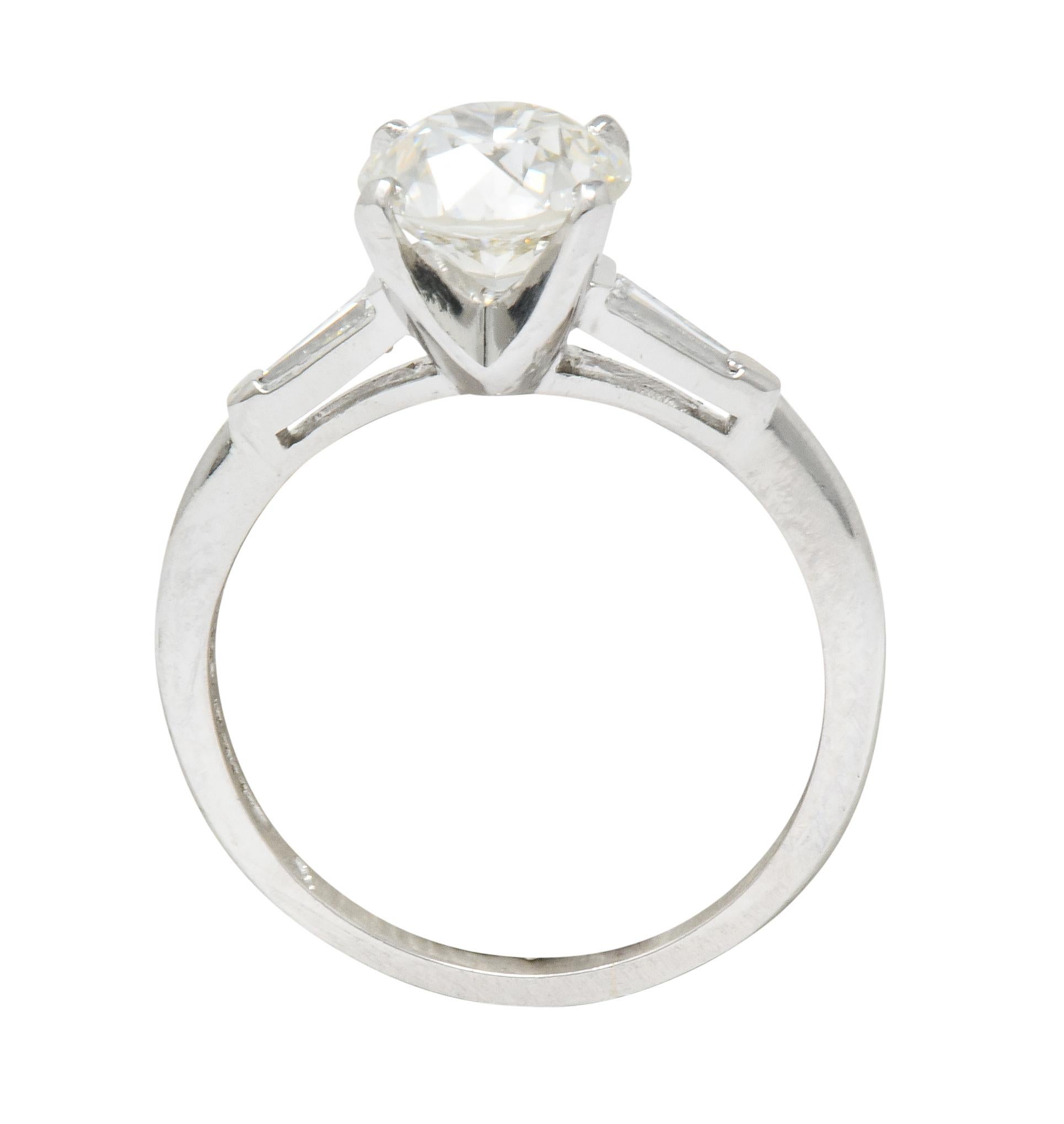Midcentury 1.95 Carat Diamond Platinum Engagement Ring GIA, circa 1950 3