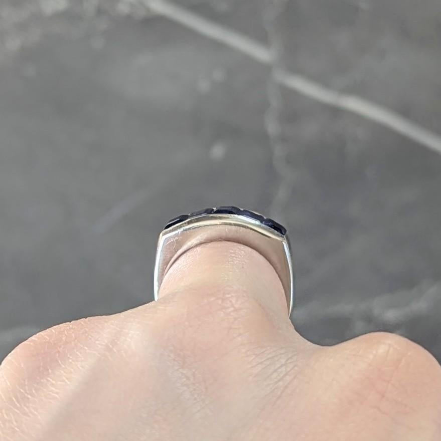Mid-Century 1.95 CTW Sapphire Platinum Vintage Channel Stacking Band Ring For Sale 3