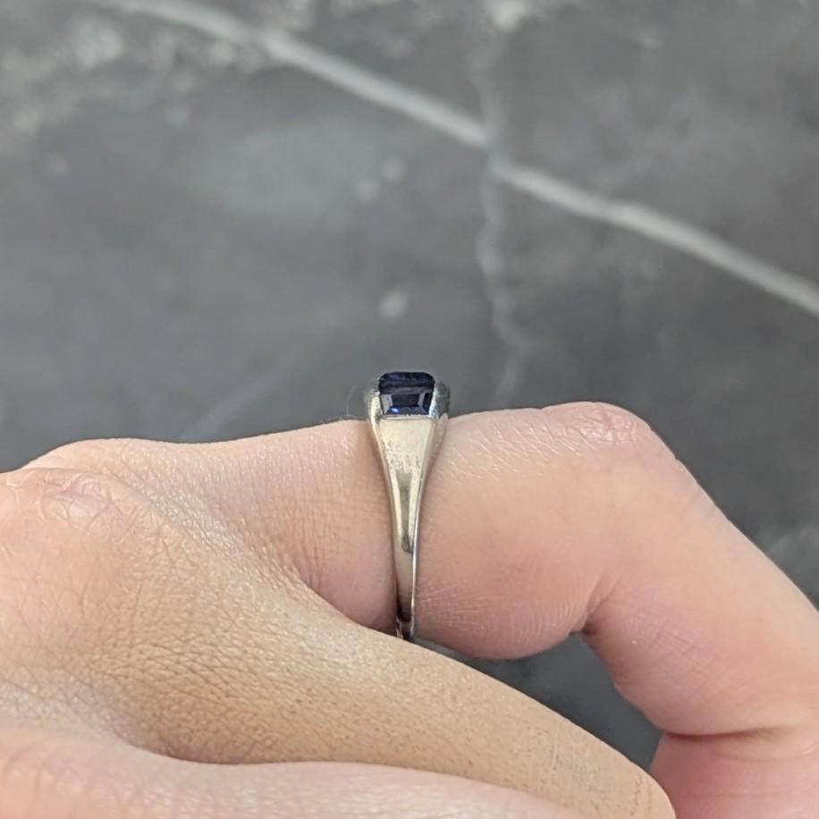 Mid-Century 1.95 CTW Sapphire Platinum Vintage Channel Stacking Band Ring For Sale 4