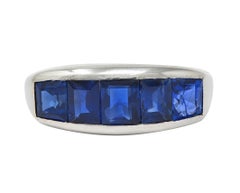 Mid-Century 1.95 CTW Sapphire Platinum Vintage Channel Stacking Band Ring