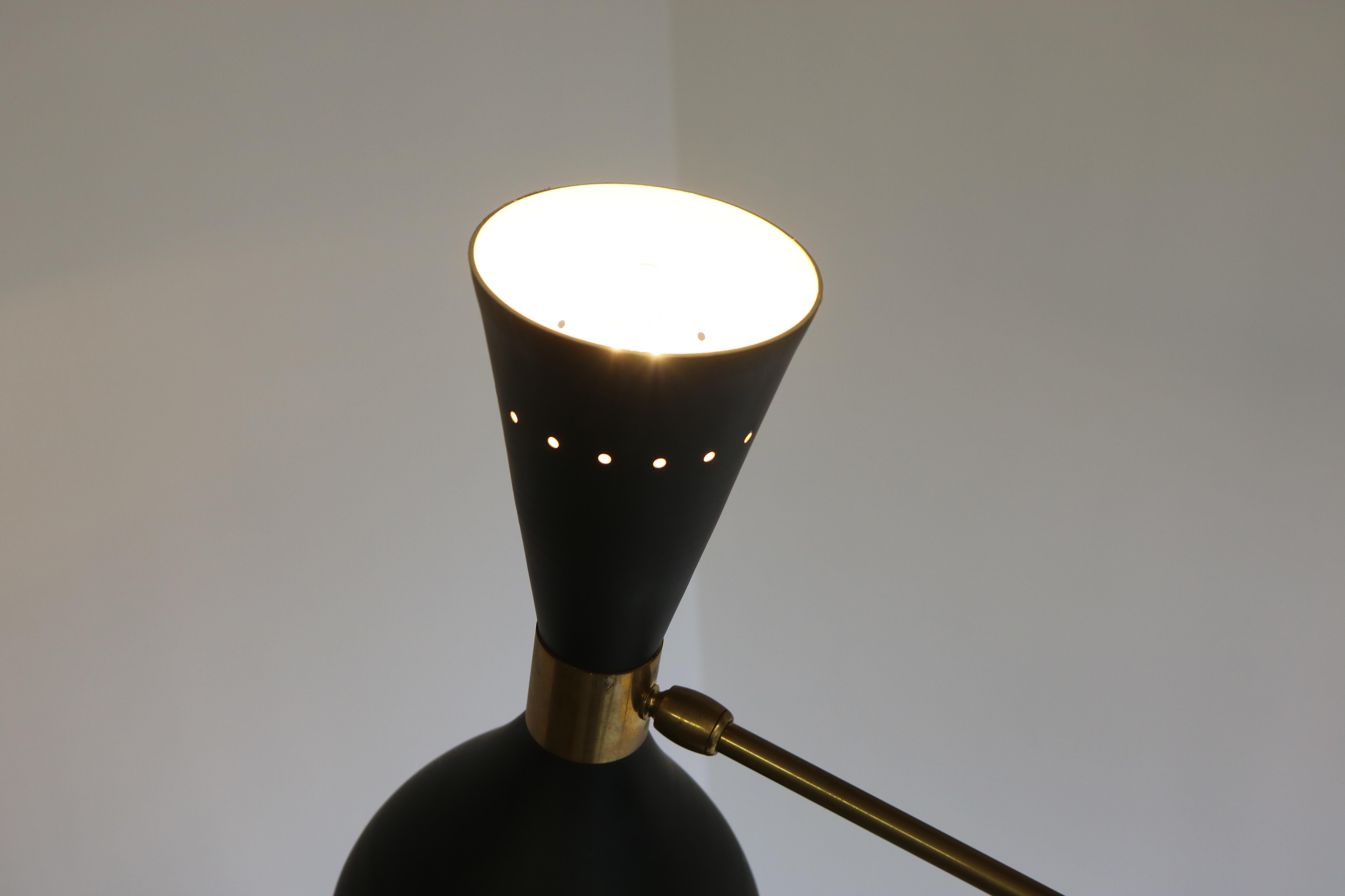 Mid-Century 1950 Stilnovo Style Floor Lamp Carrara Marble Brass Black 1950 Retro 9