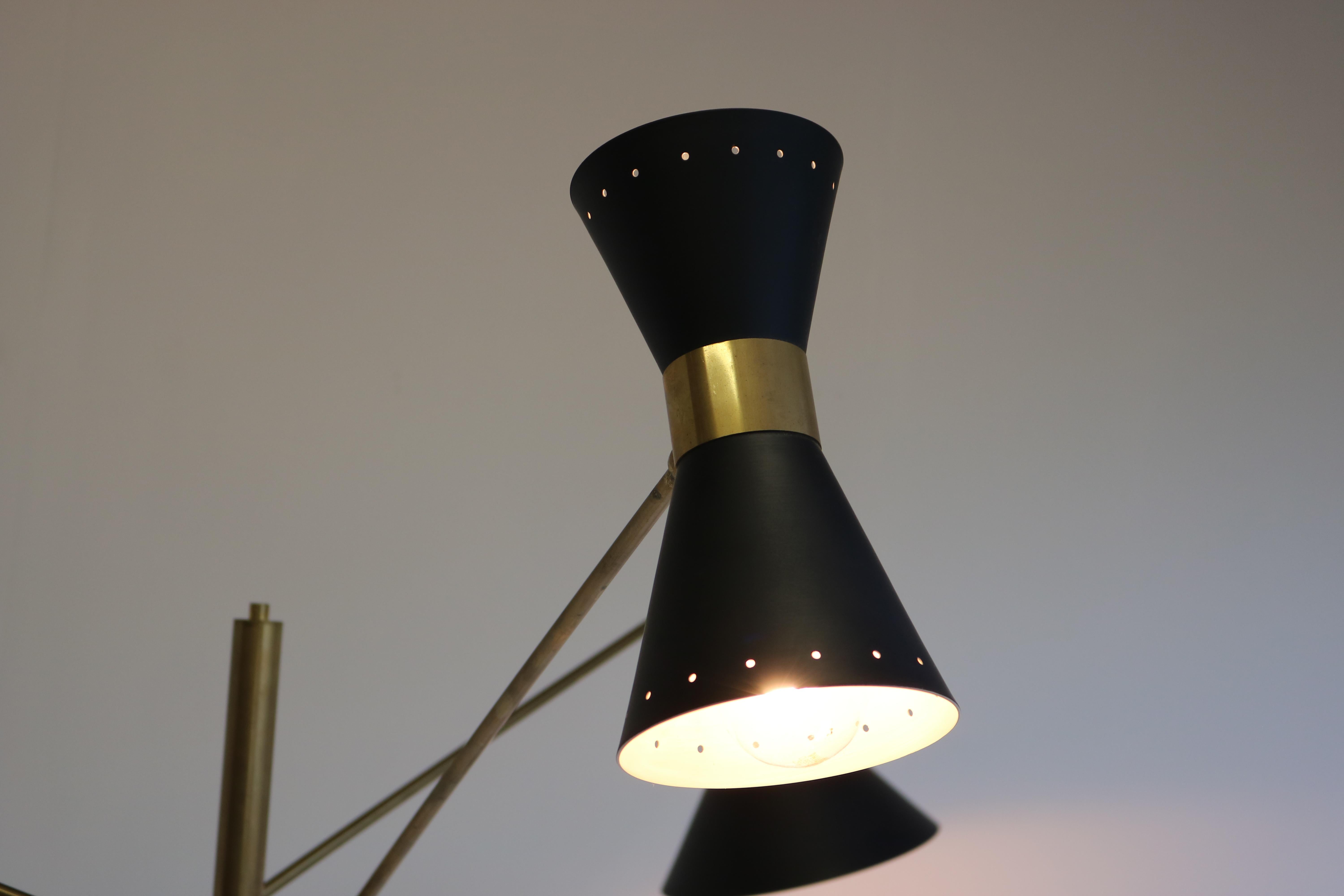Mid-Century 1950 Stilnovo Style Floor Lamp Carrara Marble Brass Black 1950 Retro For Sale 9