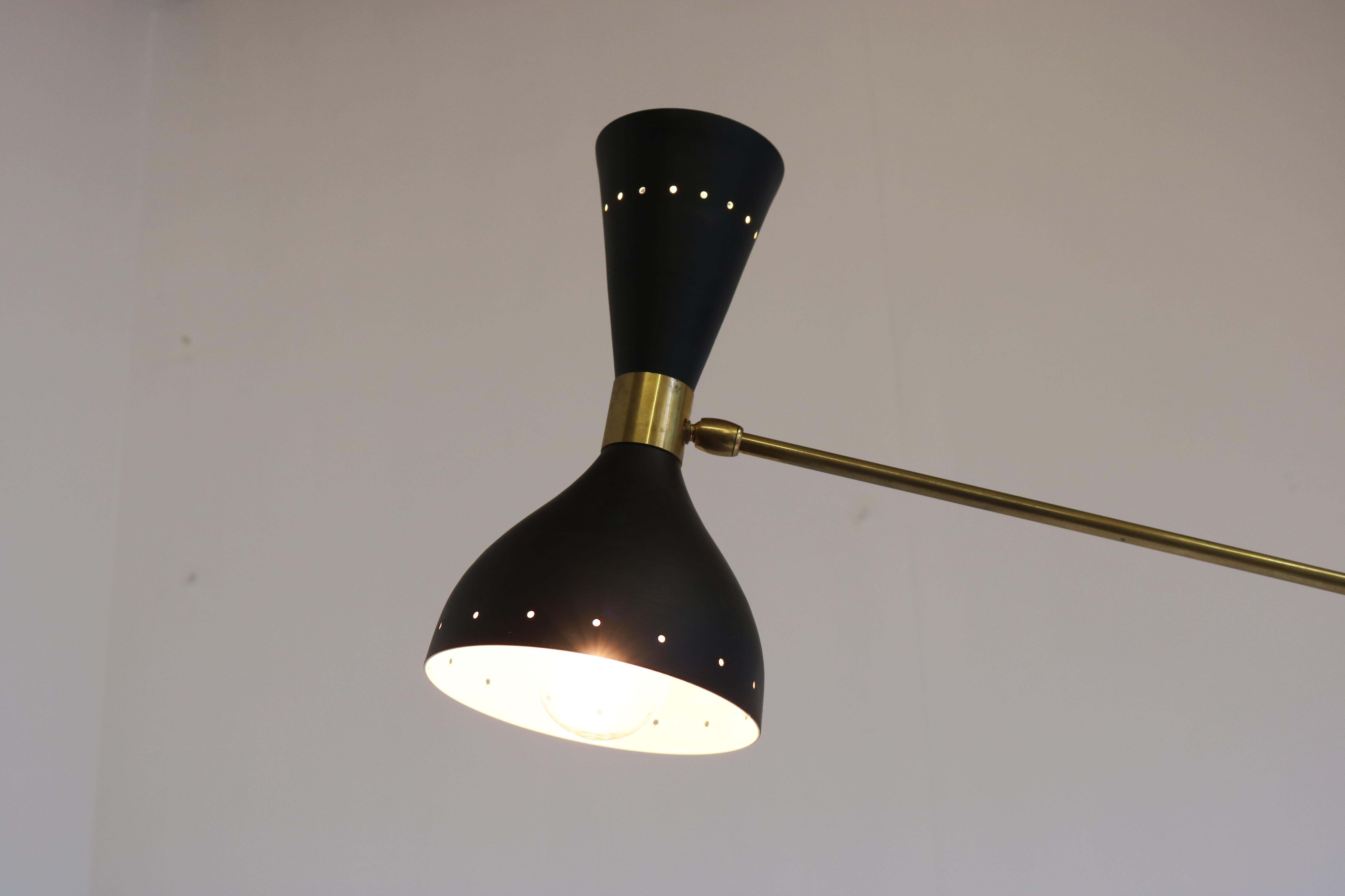 Mid-Century 1950 Stilnovo Style Floor Lamp Carrara Marble Brass Black 1950 Retro For Sale 10