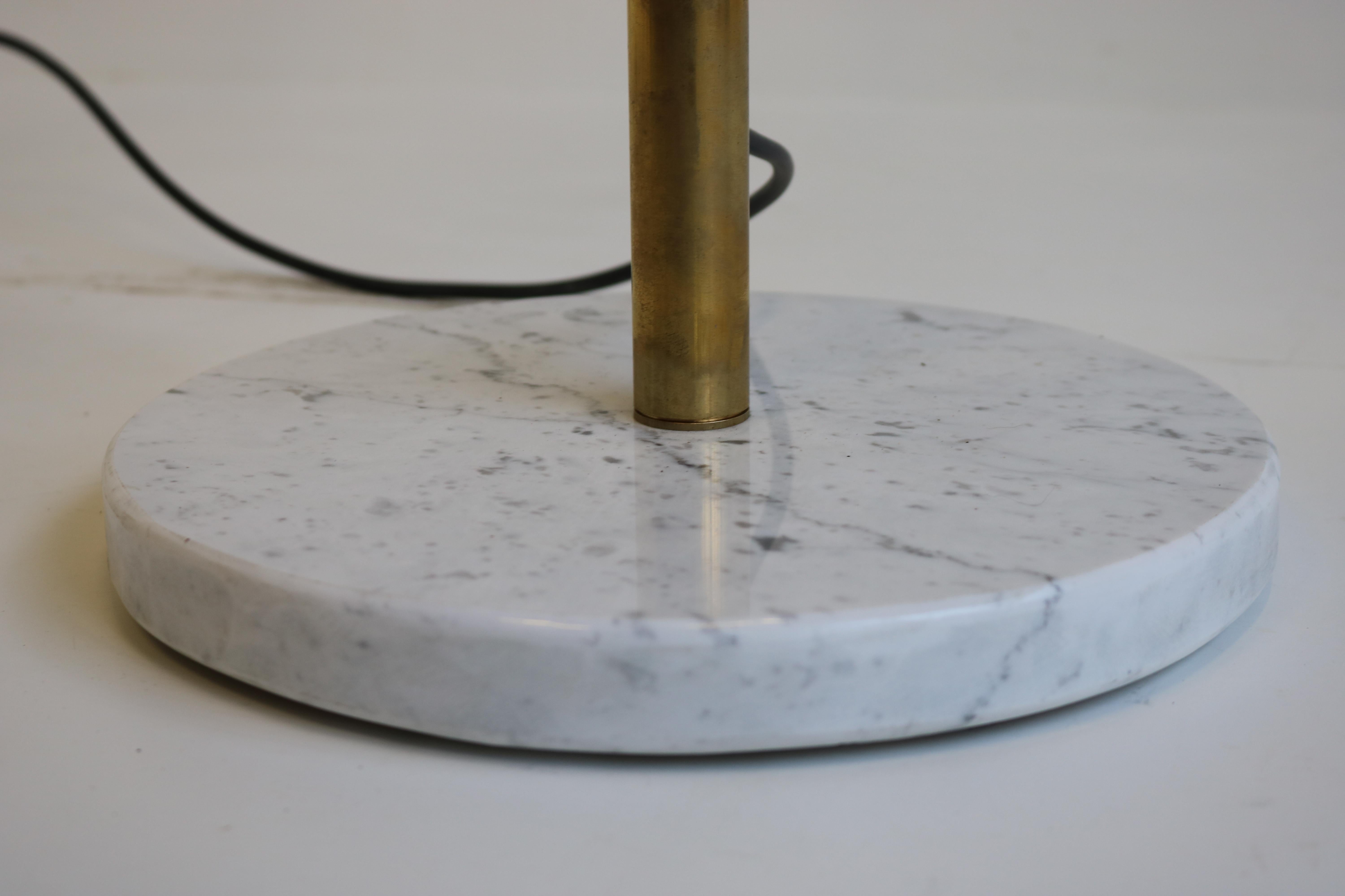 Mid-20th Century Mid-Century 1950 Stilnovo Style Floor Lamp Carrara Marble Brass Black 1950 Retro For Sale