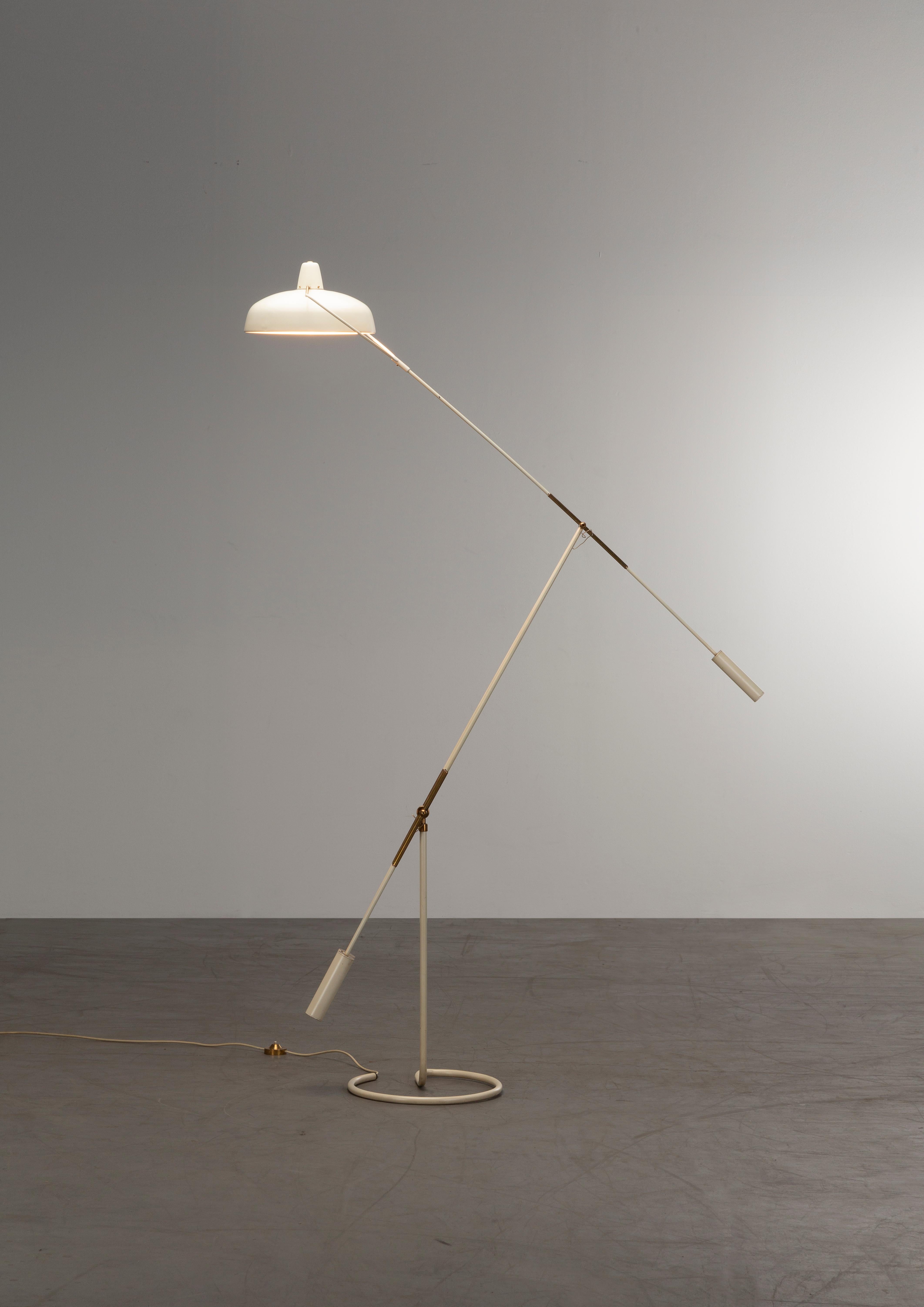 Metà XX secolo Lampada da terra vintage Franco Legler Movalux, metà del secolo 1950 in vendita