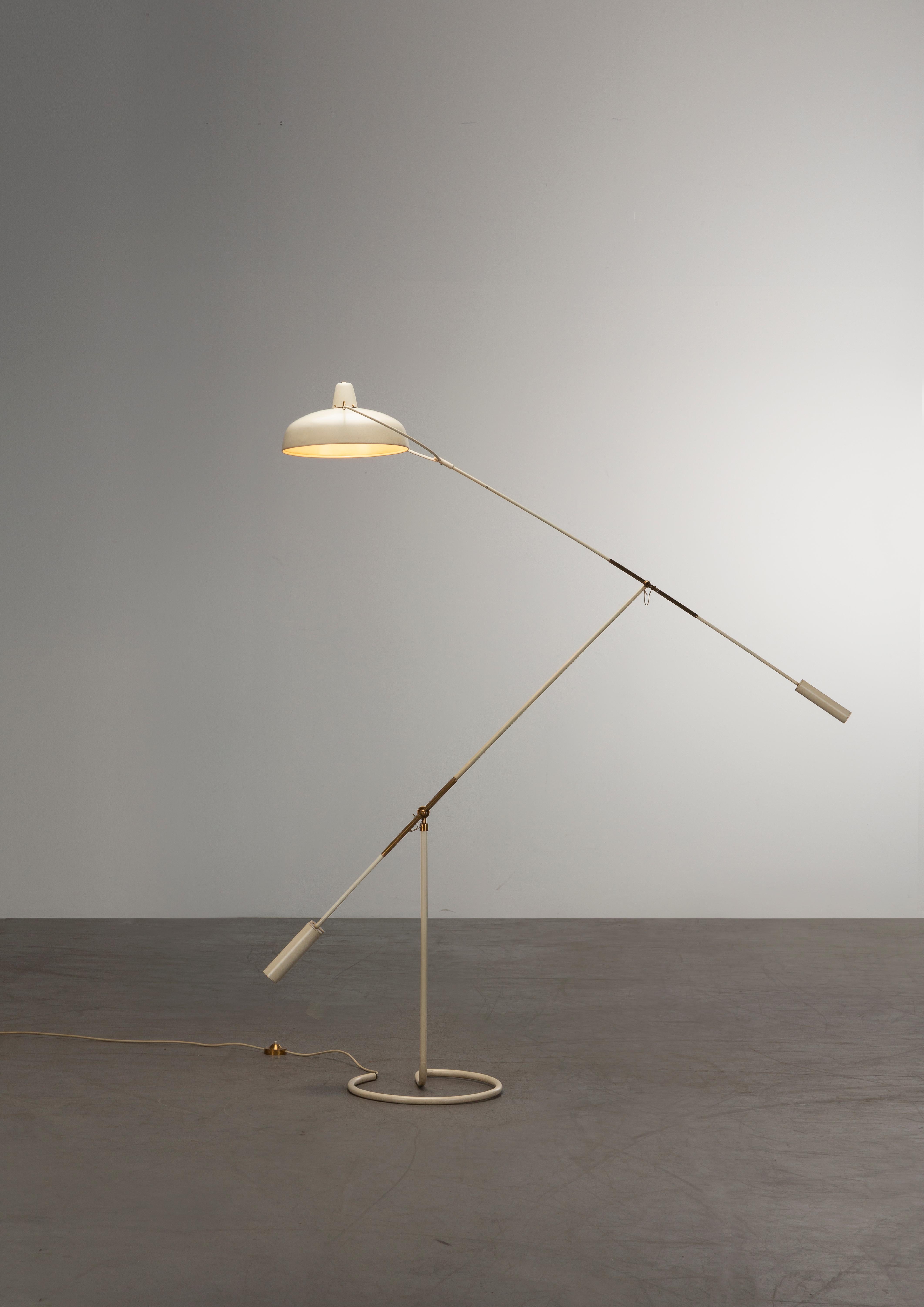 Alluminio Lampada da terra vintage Franco Legler Movalux, metà del secolo 1950 in vendita