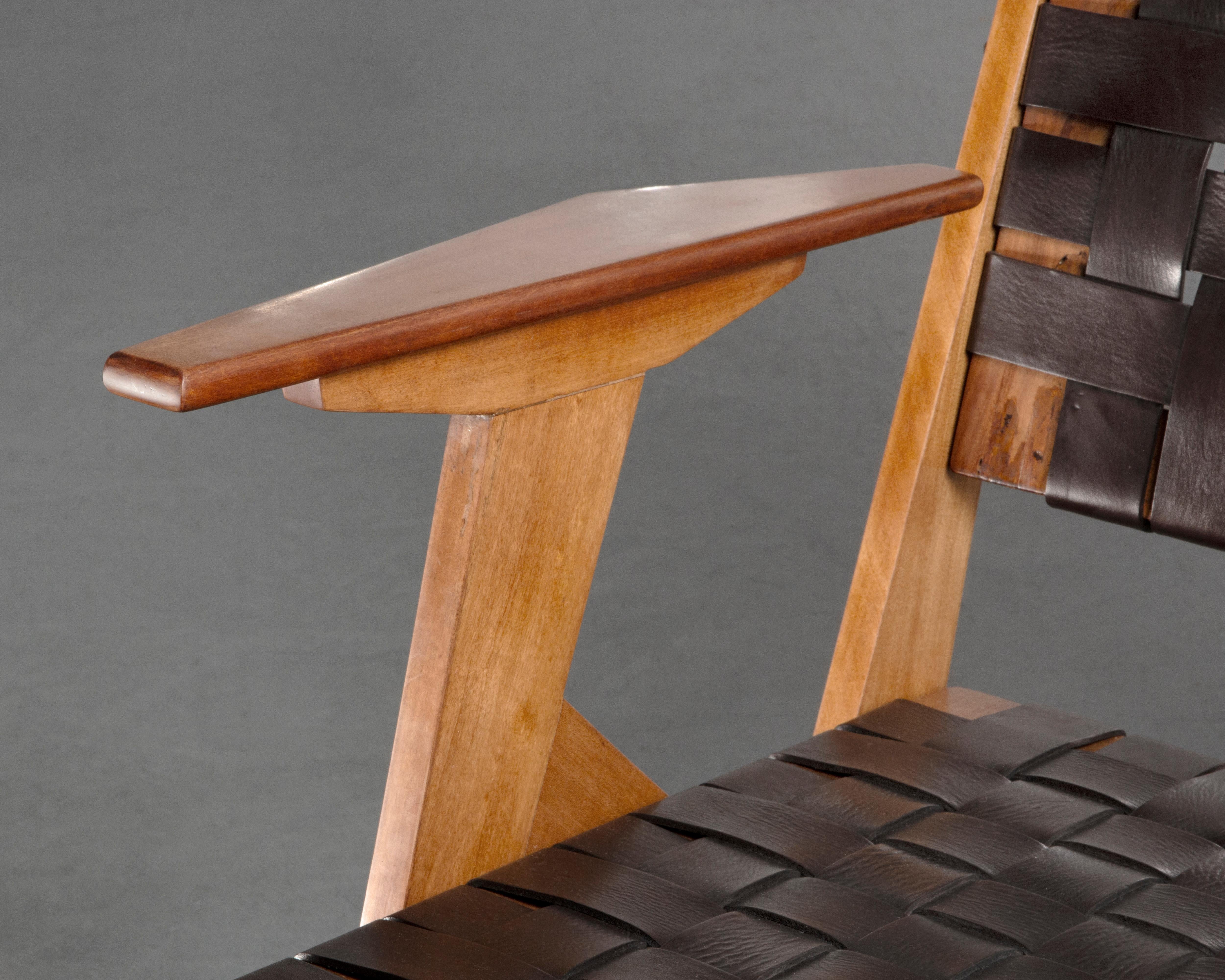Leather Mid-Century 1950 Vintage Zanine Caldas Armchair For Sale