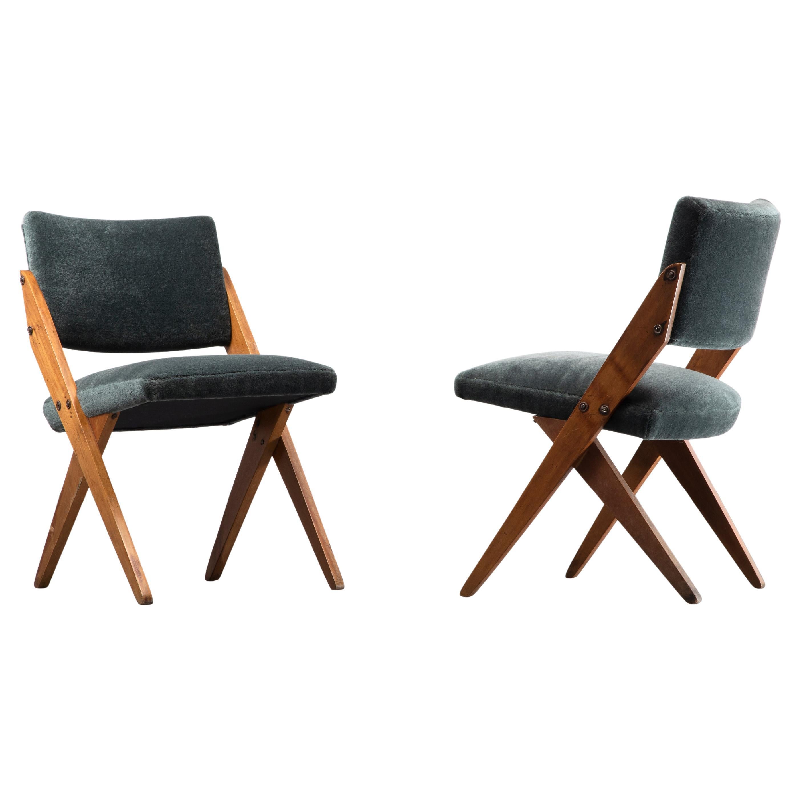 Mediados de Siglo 1950 Vintage Zanine Caldas Pareja de Sillas de Tijera en venta