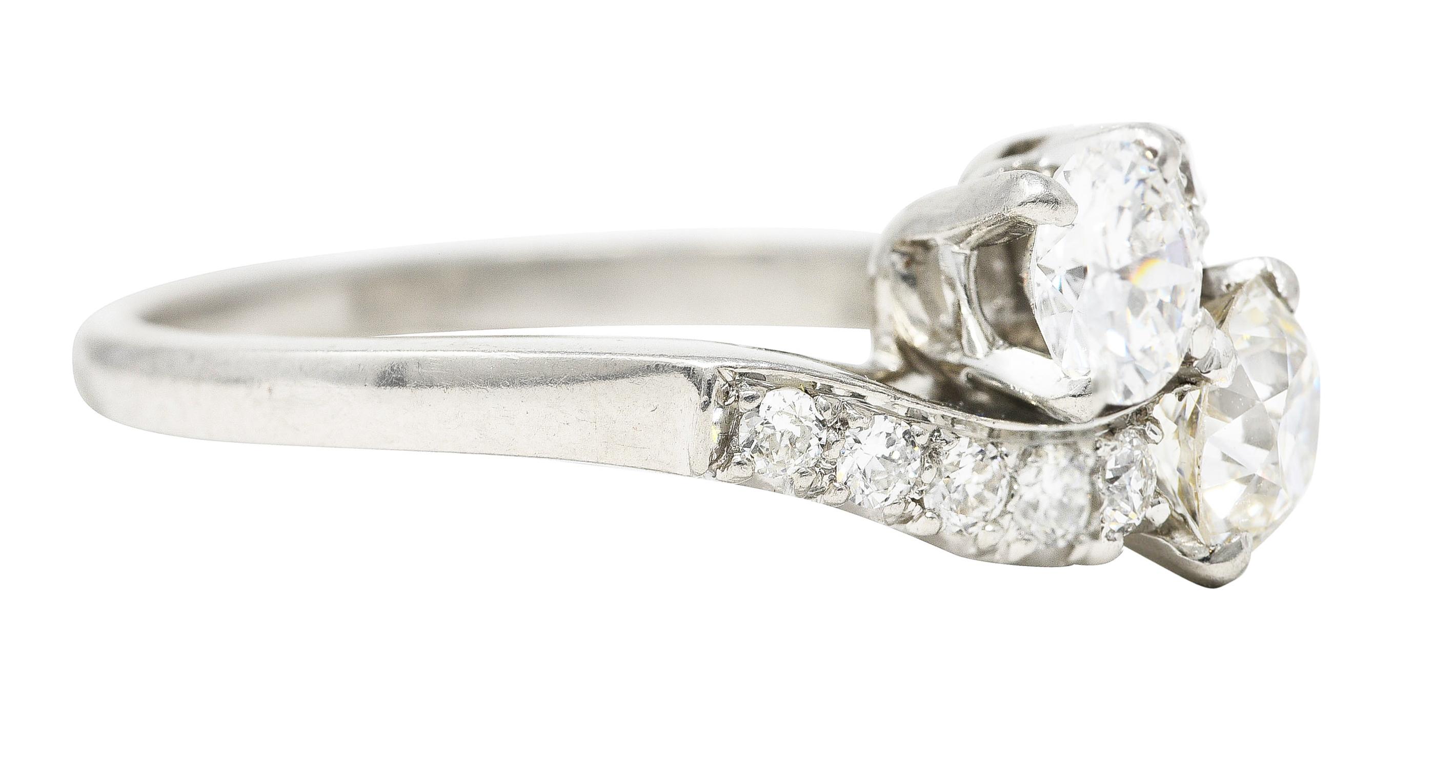 Platin-Vintage-Ring, Mid-Century 1950''s 1,79 Karat Diamant im alteuropäischen Schliff (Alteuropäischer Schliff) im Angebot