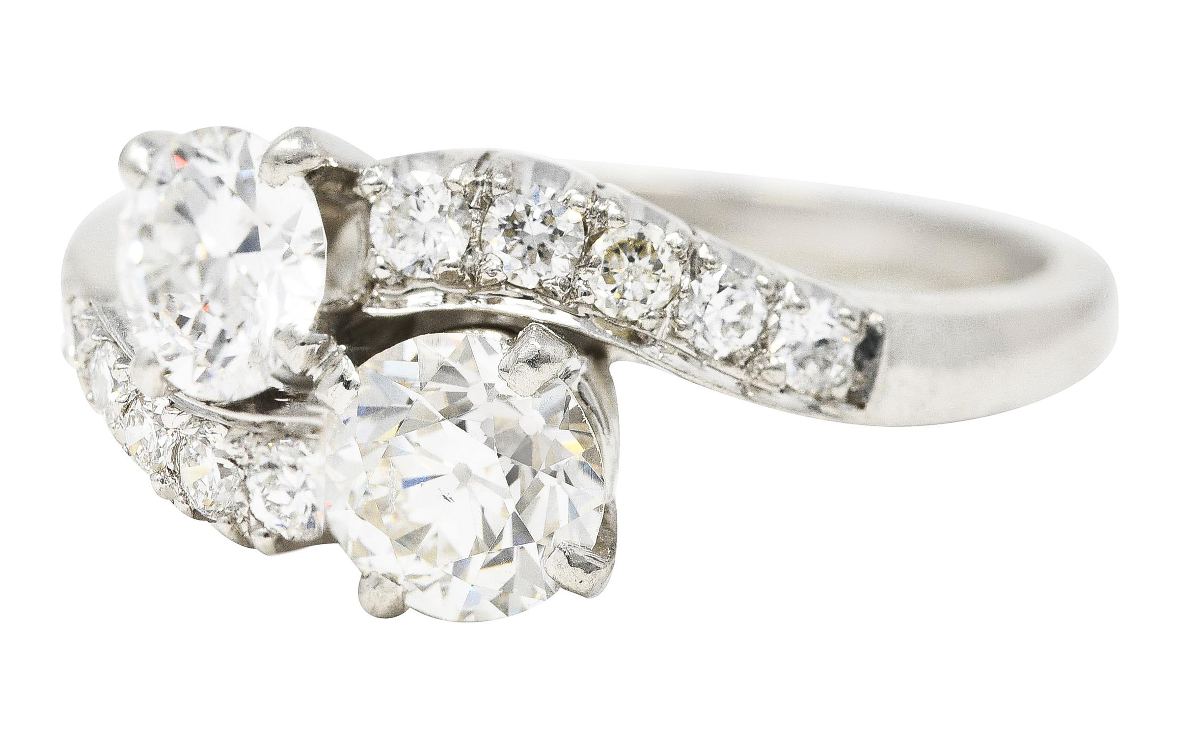 Platin-Vintage-Ring, Mid-Century 1950''s 1,79 Karat Diamant im alteuropäischen Schliff im Angebot 1