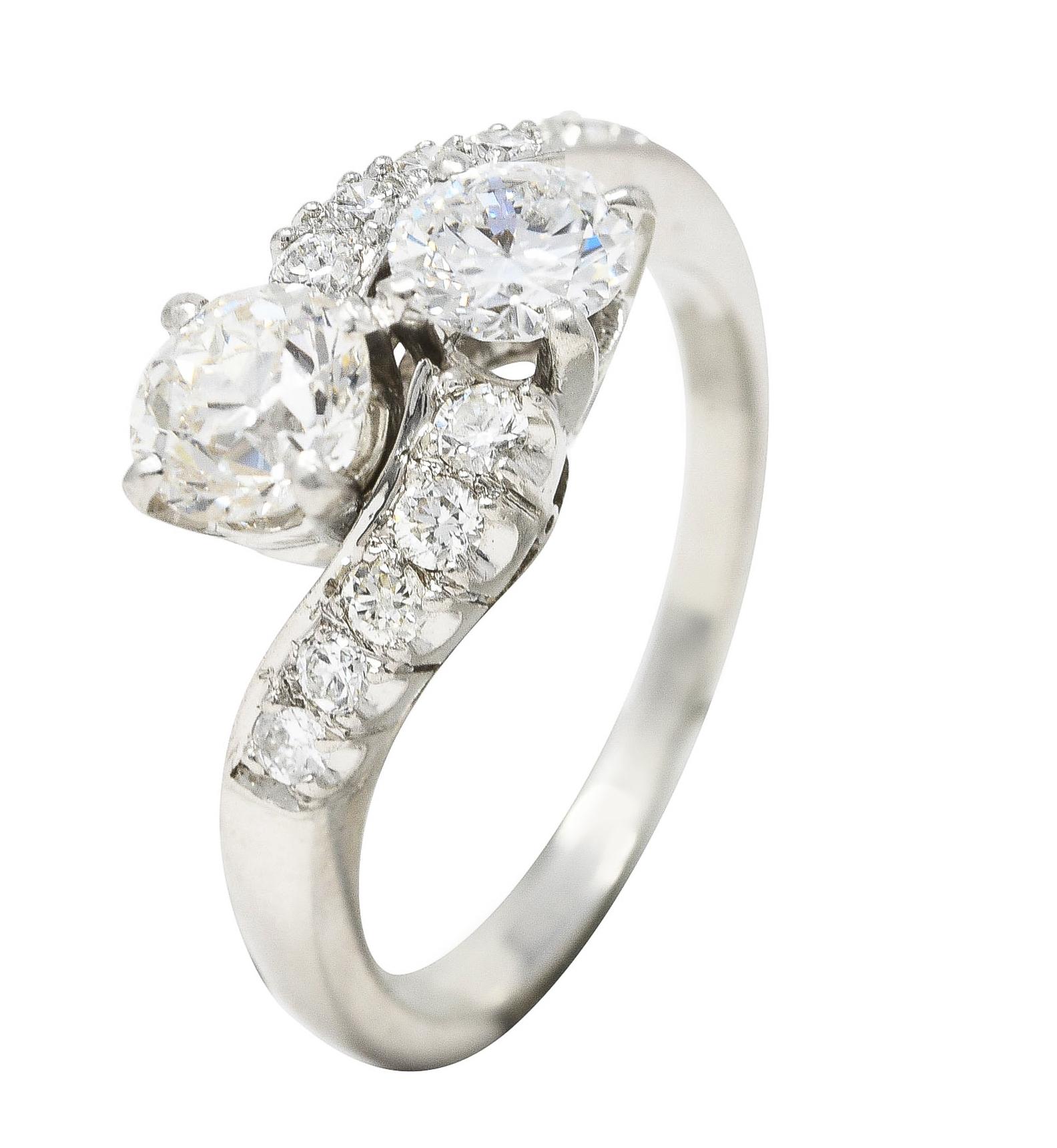 Platin-Vintage-Ring, Mid-Century 1950''s 1,79 Karat Diamant im alteuropäischen Schliff im Angebot 4