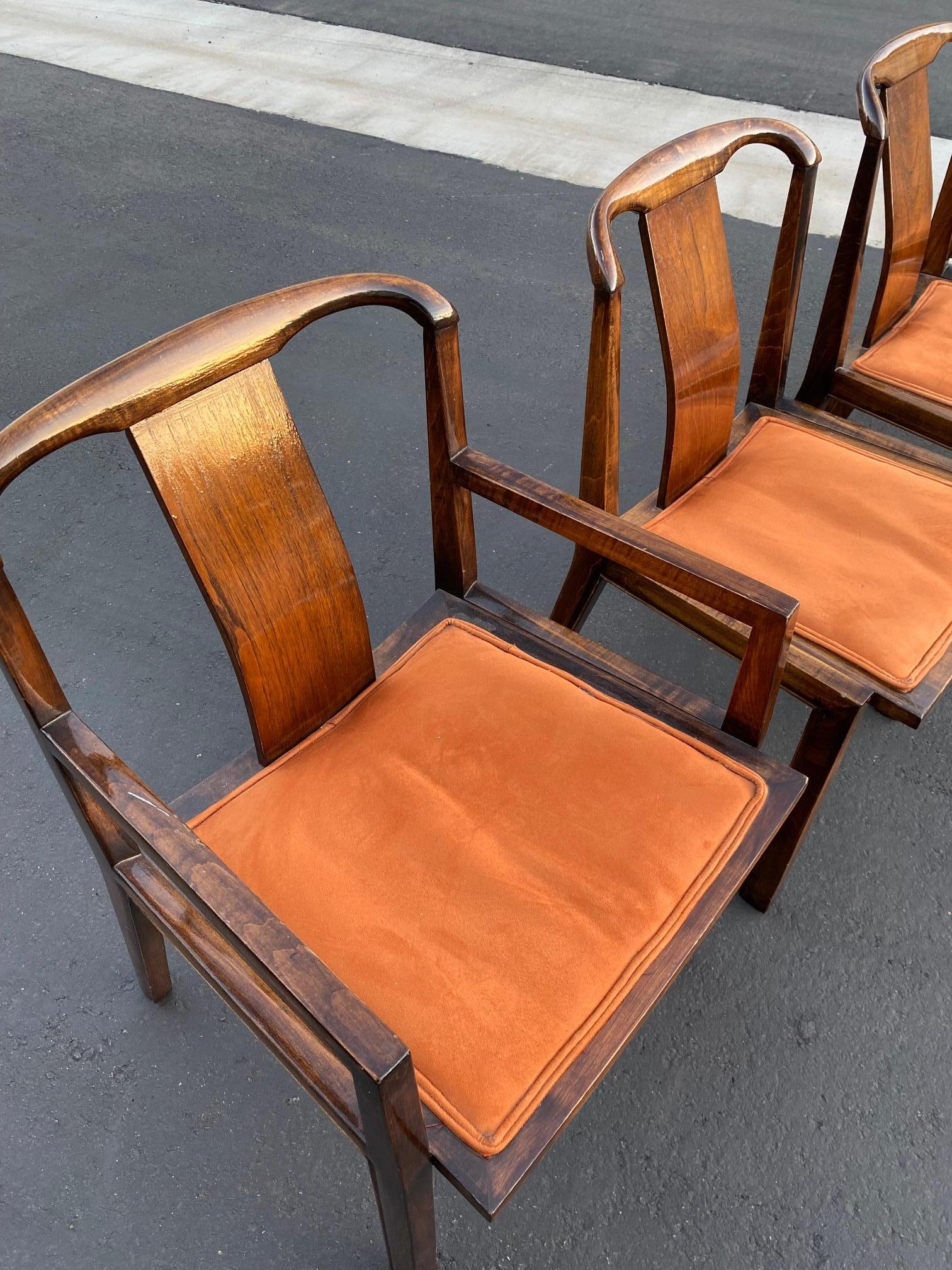 Mid Century 1950's Baker Sculptural Walnut Wood Dining Chairs by Michael Taylor 4