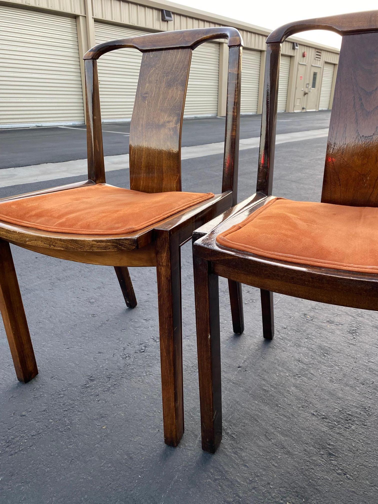 Mid Century 1950's Baker Sculptural Walnut Wood Dining Chairs by Michael Taylor 7
