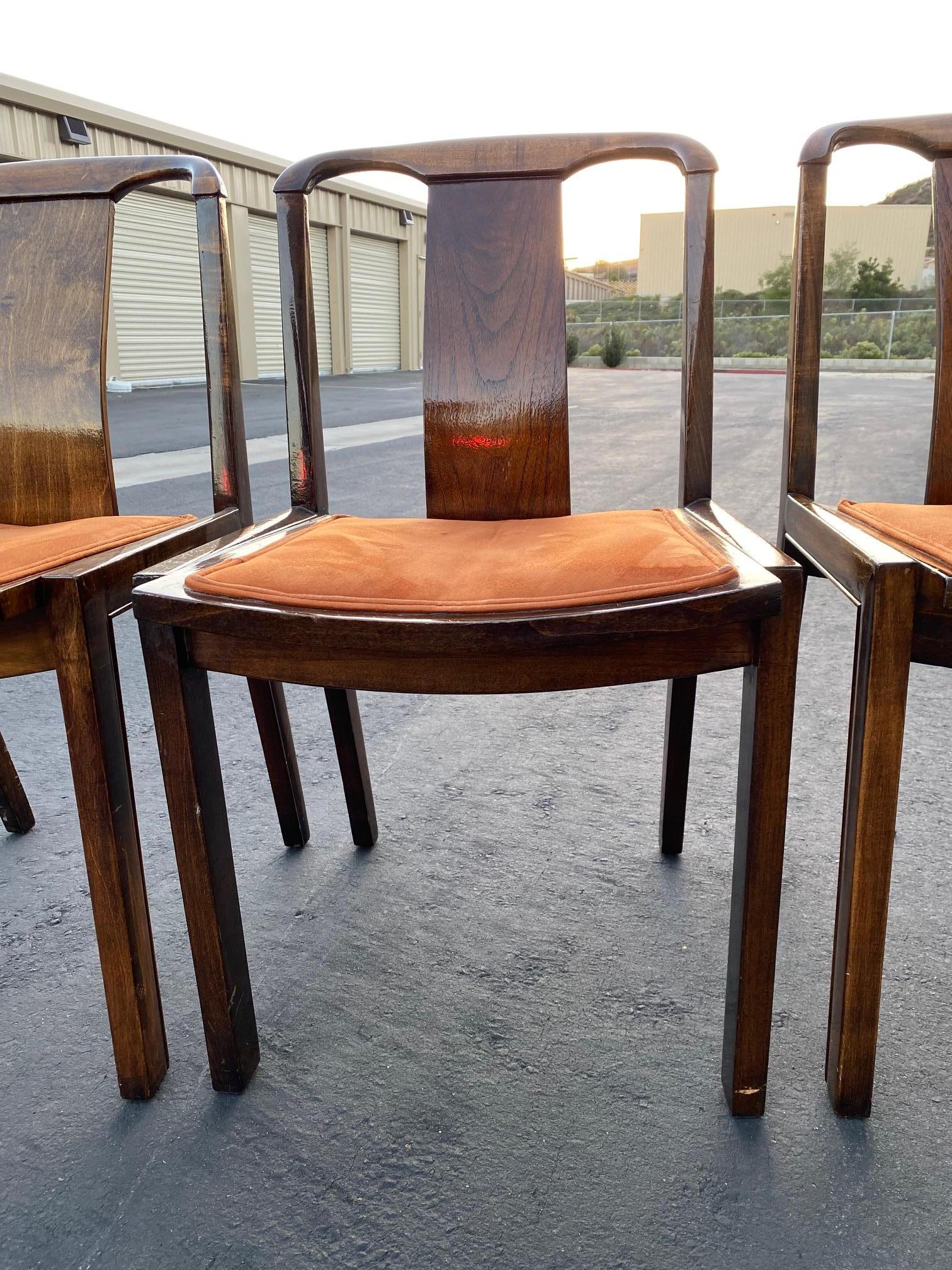 Mid Century 1950's Baker Sculptural Walnut Wood Dining Chairs by Michael Taylor 8