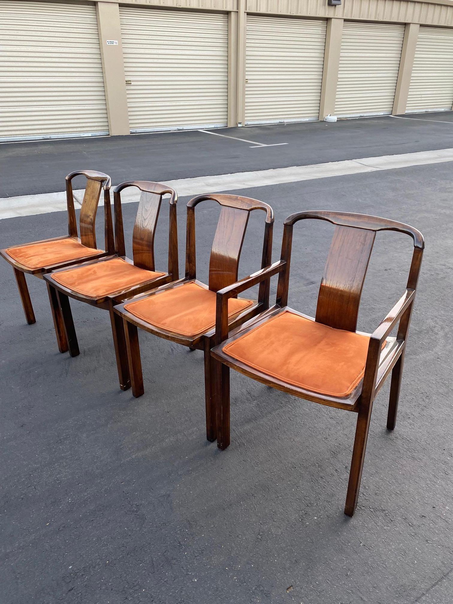 Mid Century 1950's Baker Sculptural Walnut Wood Dining Chairs by Michael Taylor 9