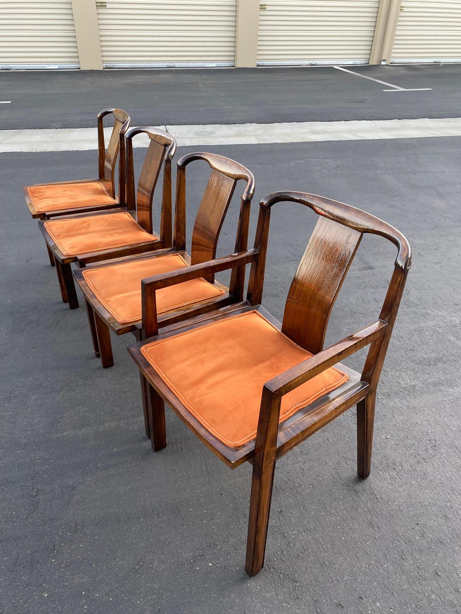 Mid Century 1950's Baker Sculptural Walnut Wood Dining Chairs by Michael Taylor 12